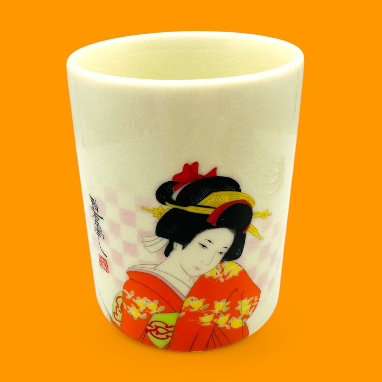 Vintage Japanese Geisha Mug Set – Pair of Porcelain Teacups with Kimono Art