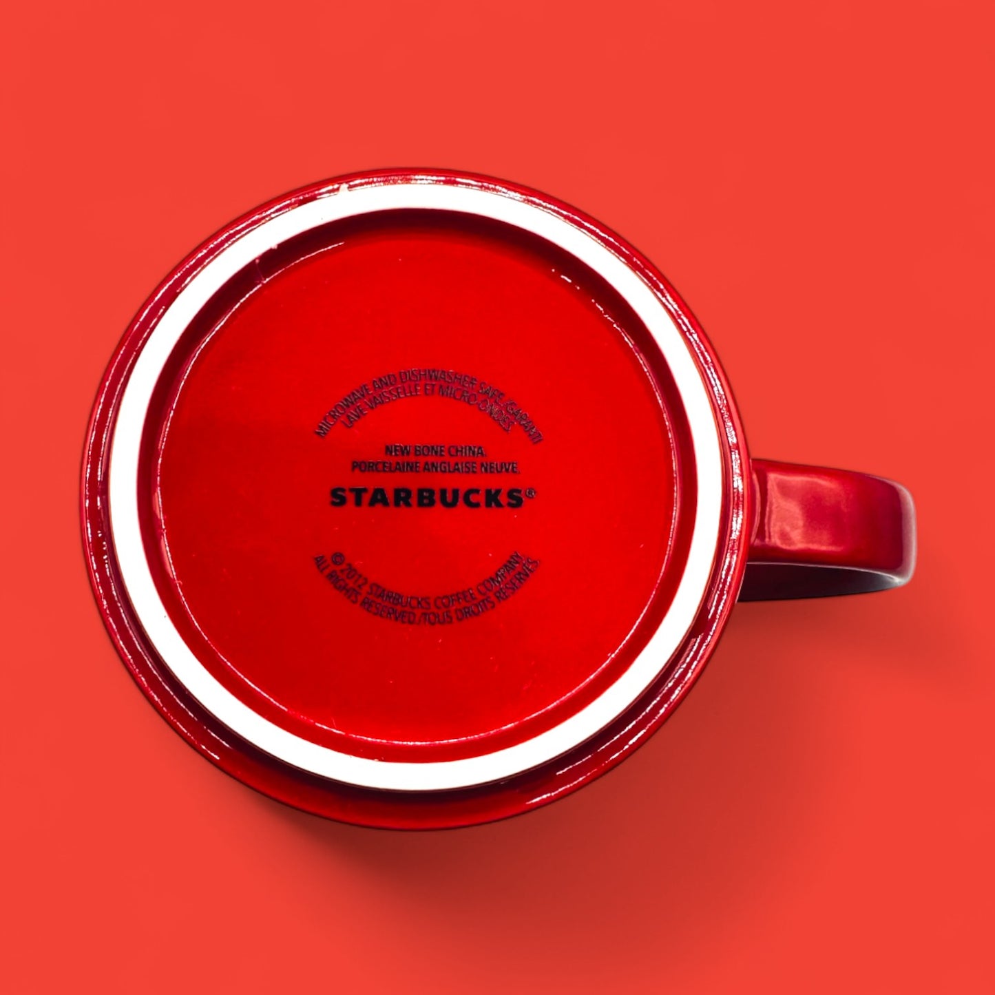 Starbucks 2012 red bone china mug with white logo 14 oz replacement mug