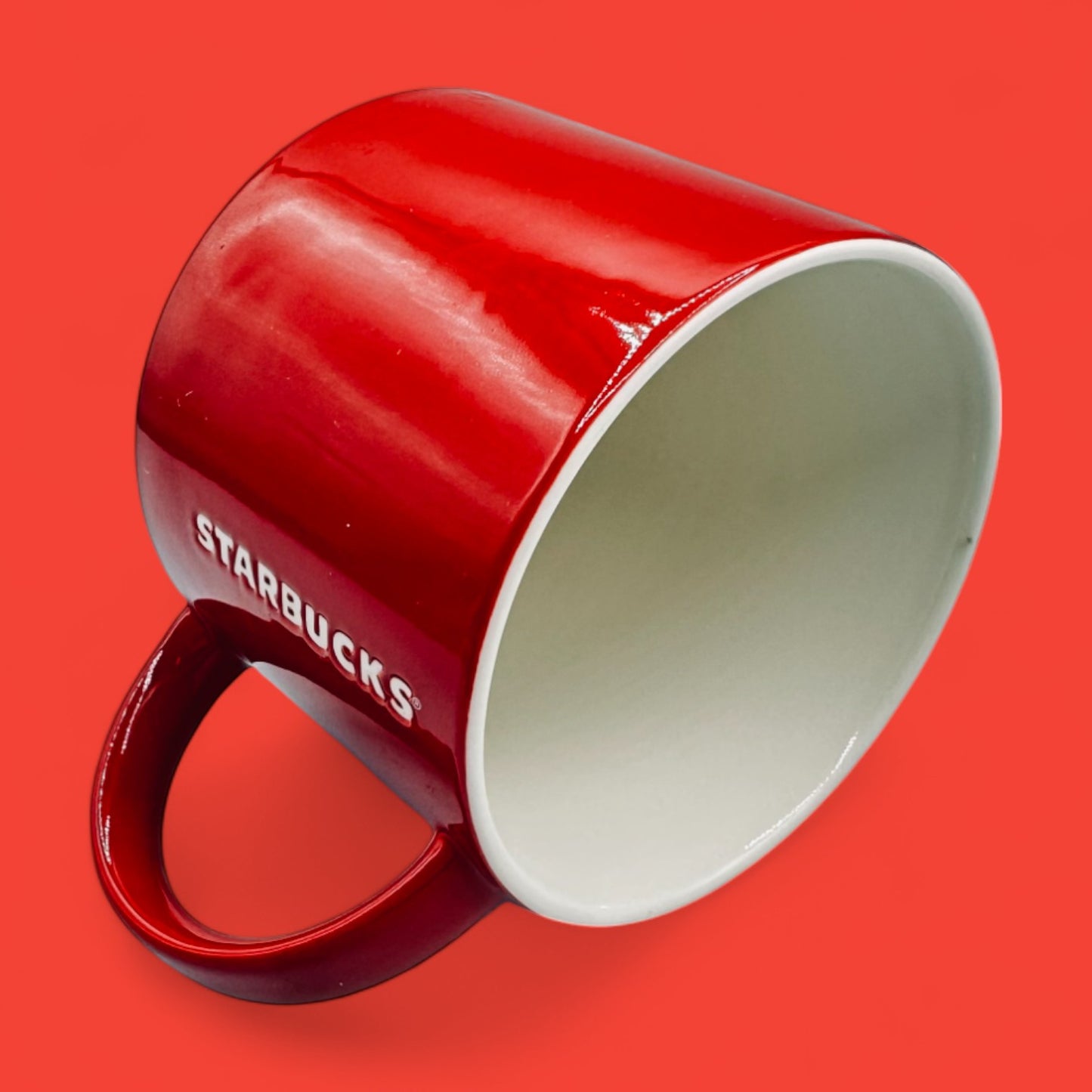 Starbucks 2012 red bone china mug with white logo 14 oz replacement mug