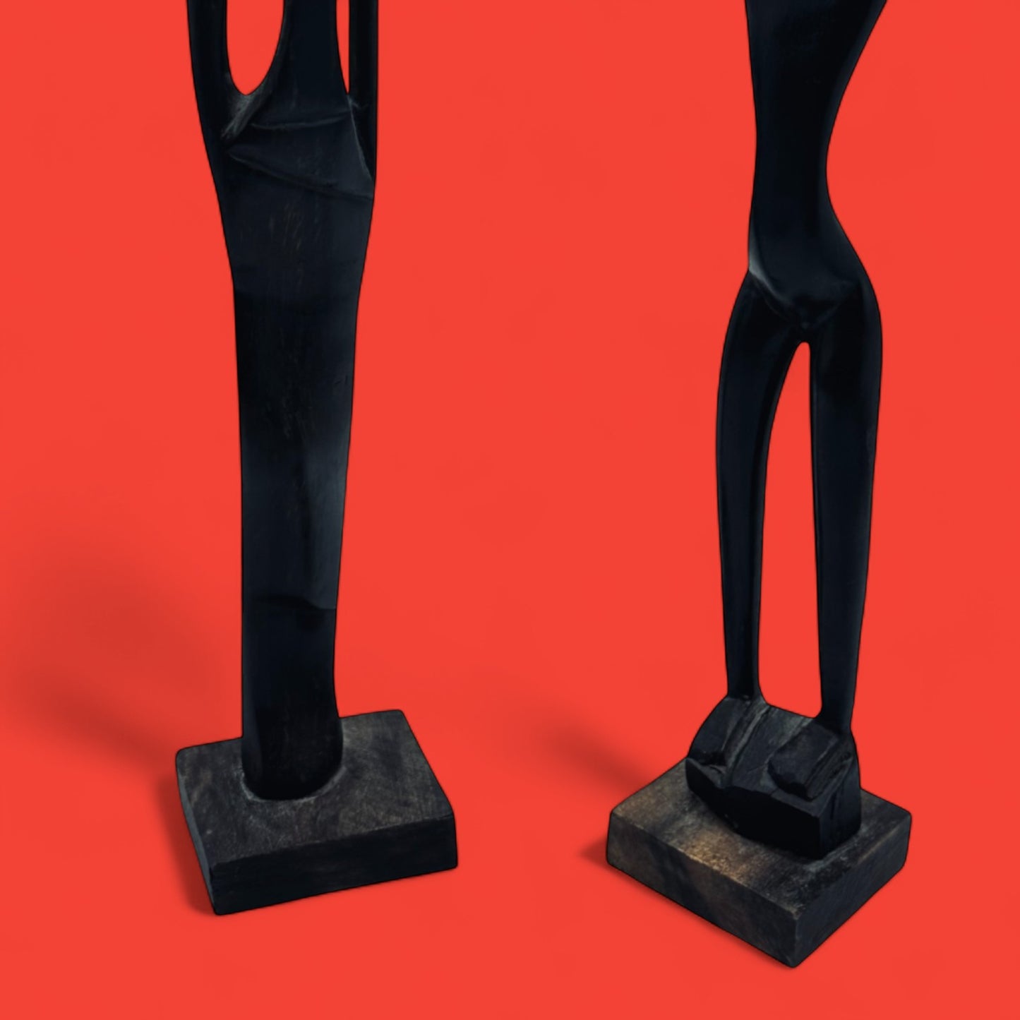 African hand-carved ebony wood figures man & woman 29 cm tall