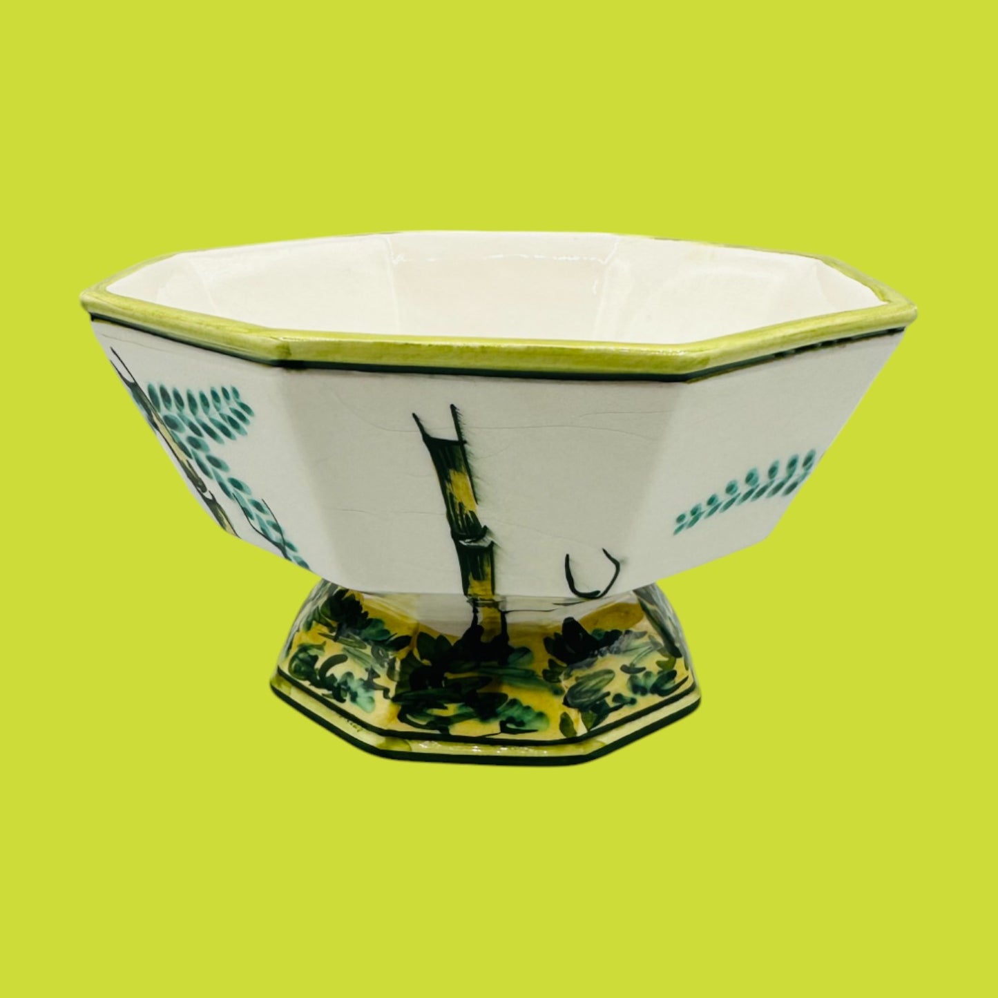 Hand-painted octagonal porcelain bowl by V. Bassano Italy