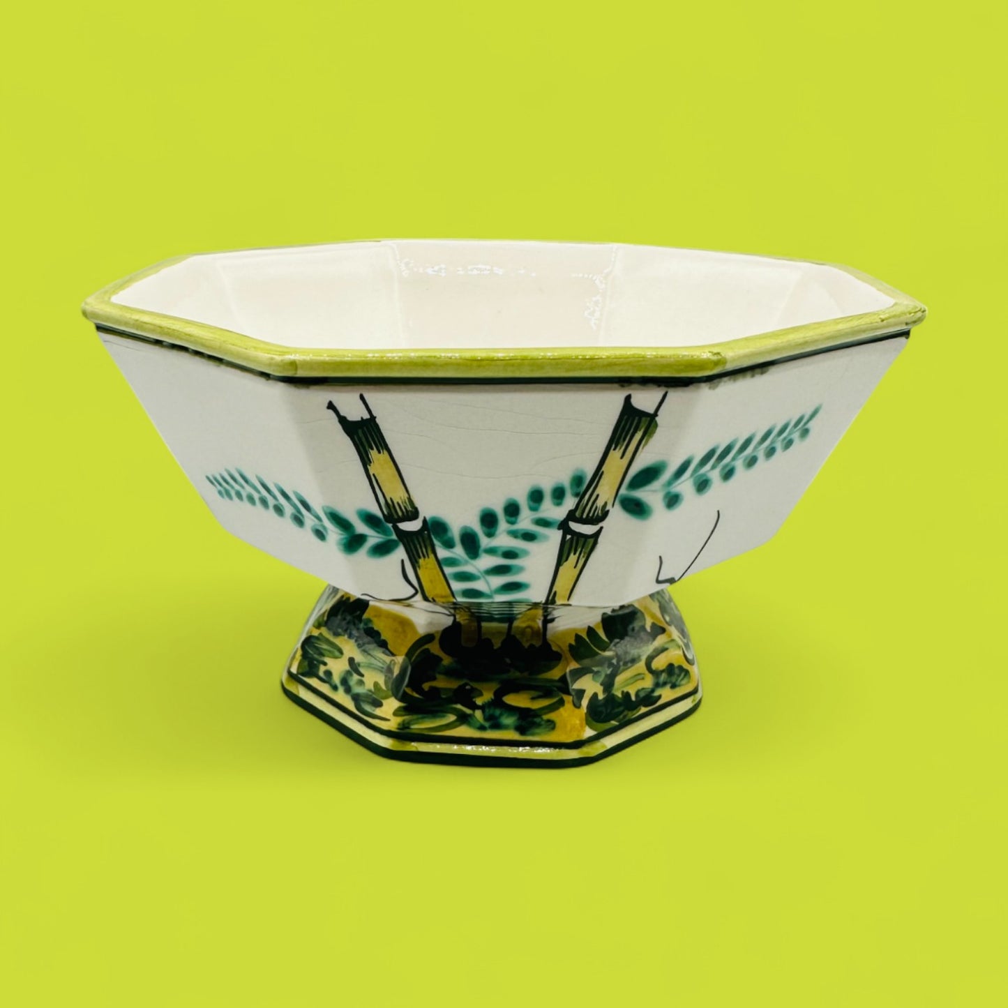 Hand-painted octagonal porcelain bowl by V. Bassano Italy