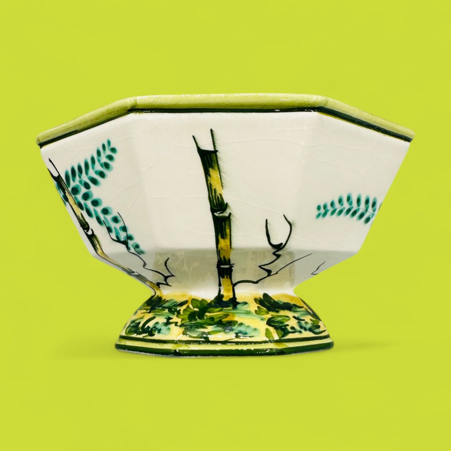 Hand-painted octagonal porcelain bowl by V. Bassano Italy