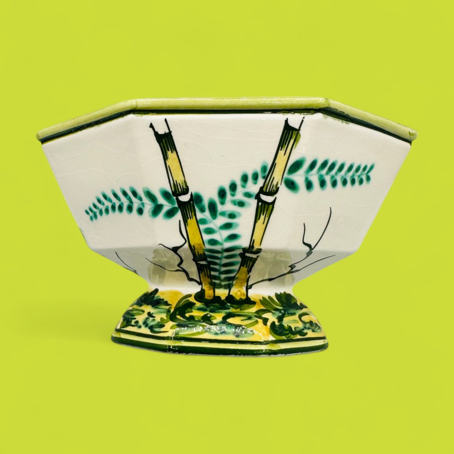 Hand-painted octagonal porcelain bowl by V. Bassano Italy