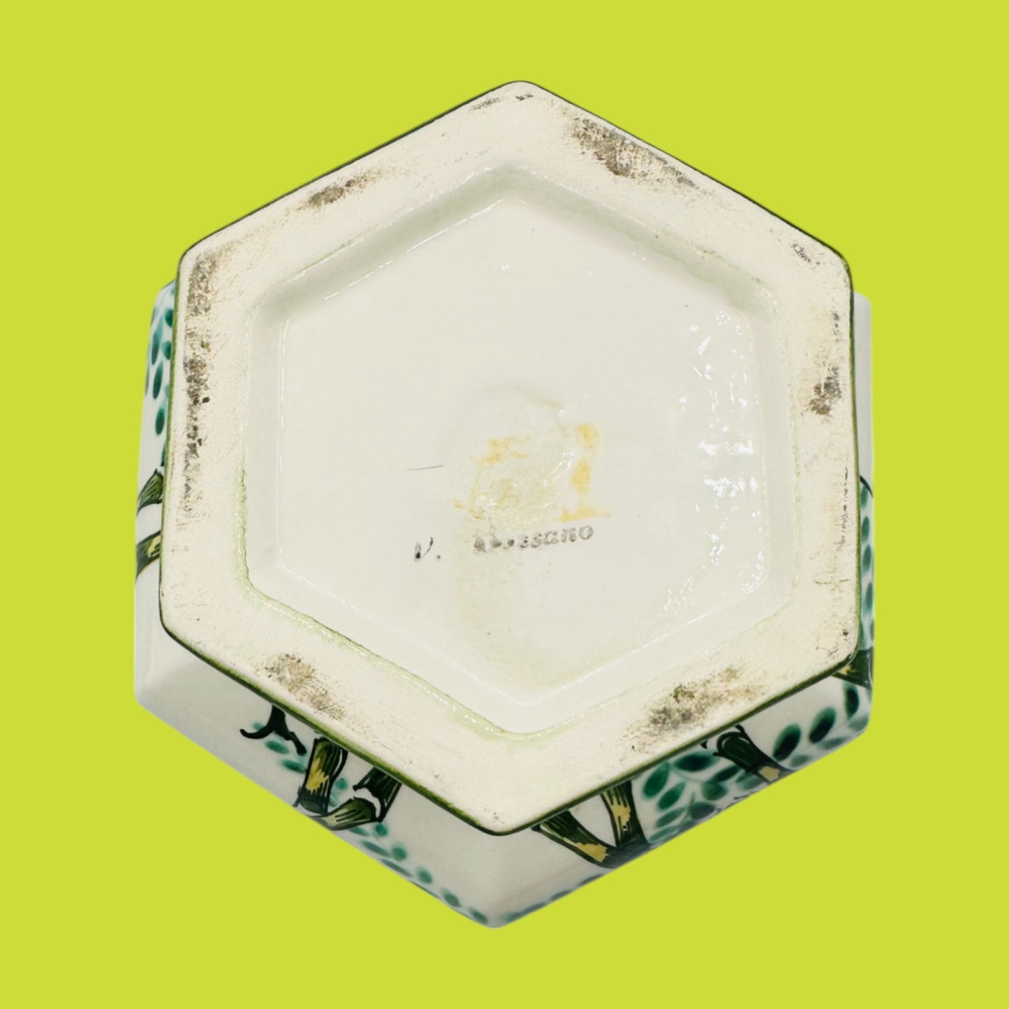 Italian Ceramic Tureen with Bamboo & Beetle Motif V. Bassano 1920's