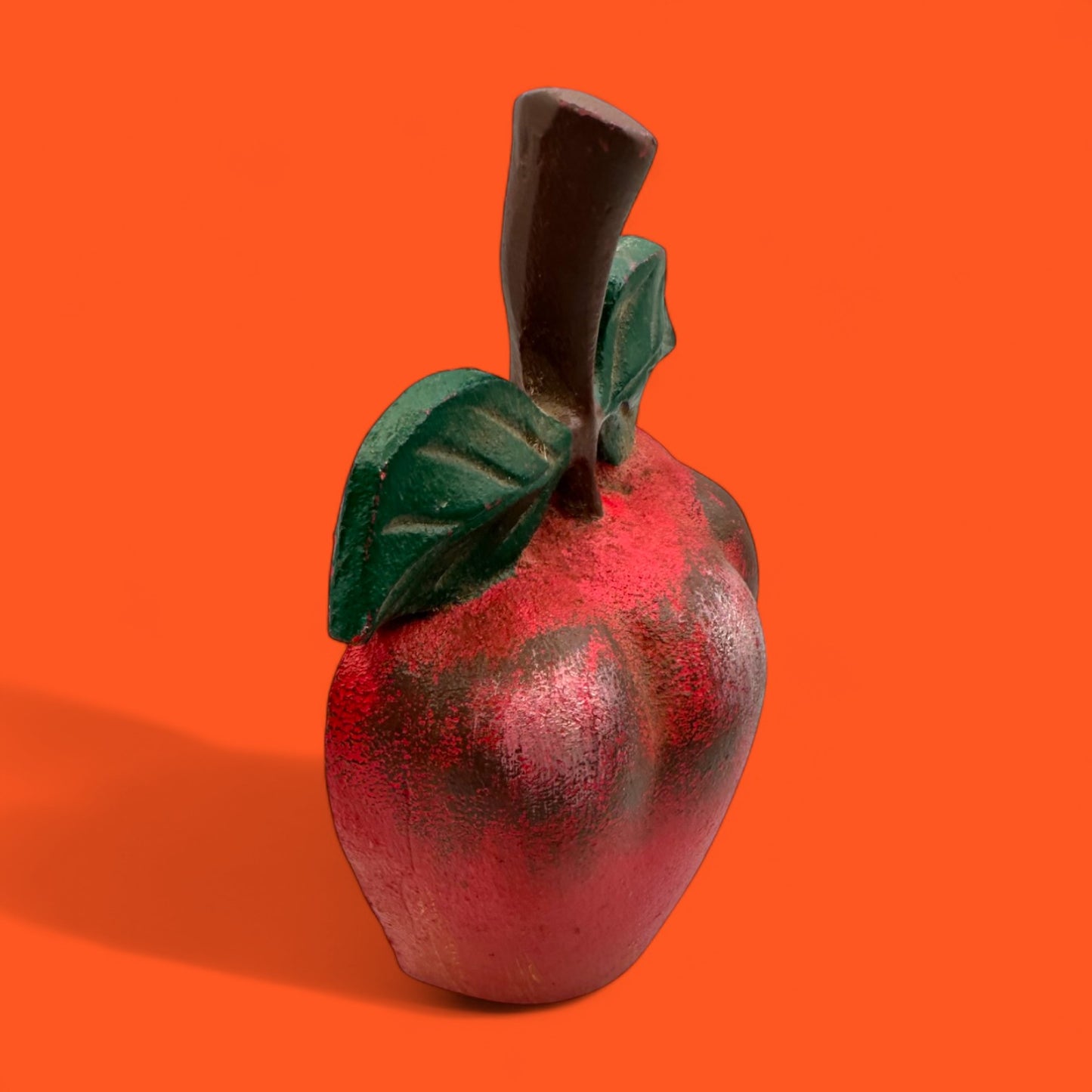 Cast Iron Apple Doorstop / Book End β Heavy Red Fruit Decor with Leaf Detail