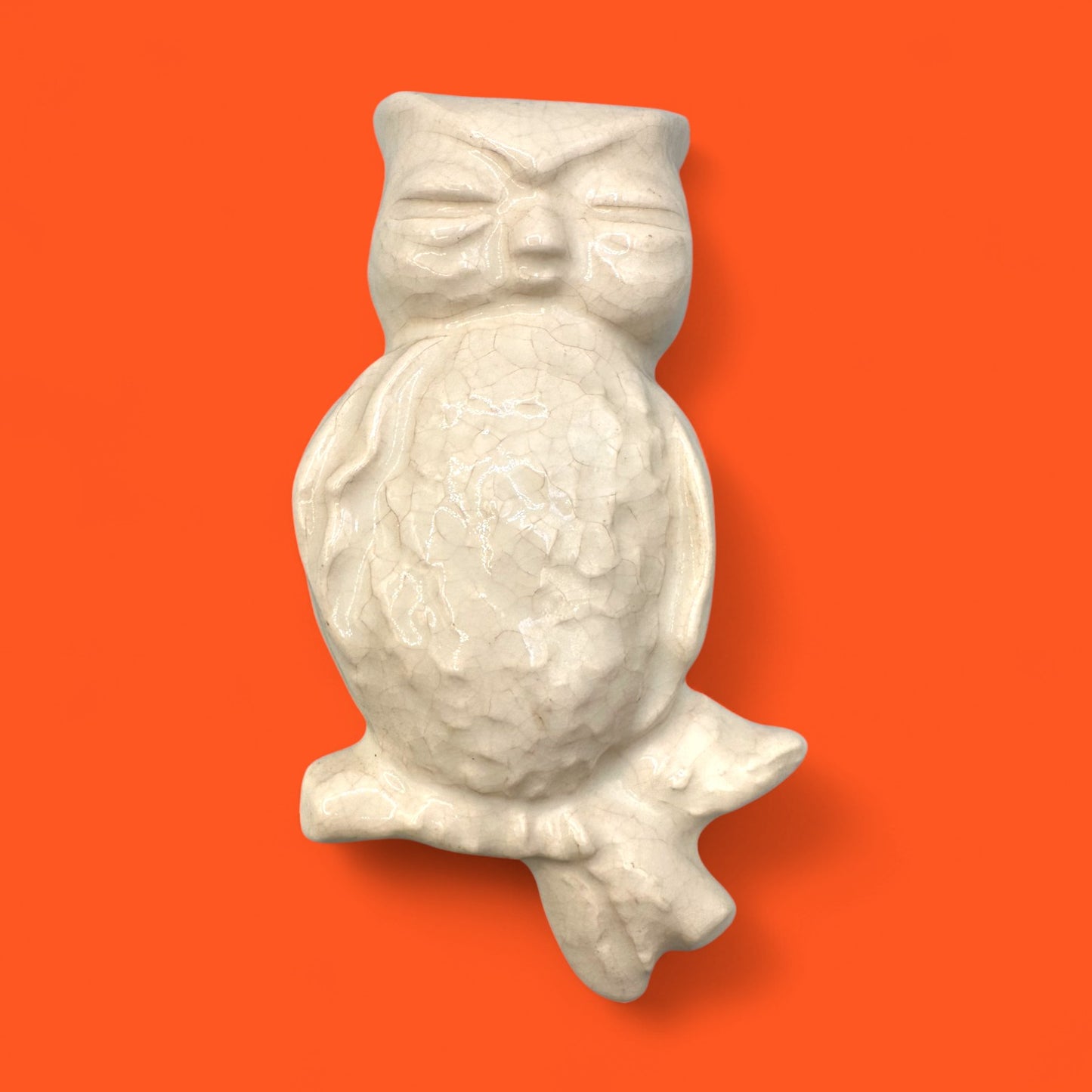 Ceramic wall owls vintage with rich glaze texture