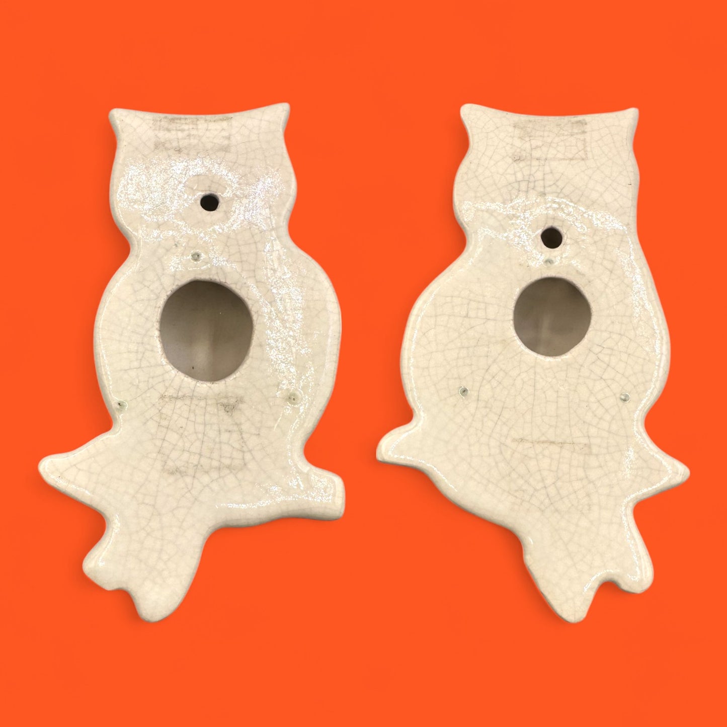 Ceramic wall owls vintage with rich glaze texture