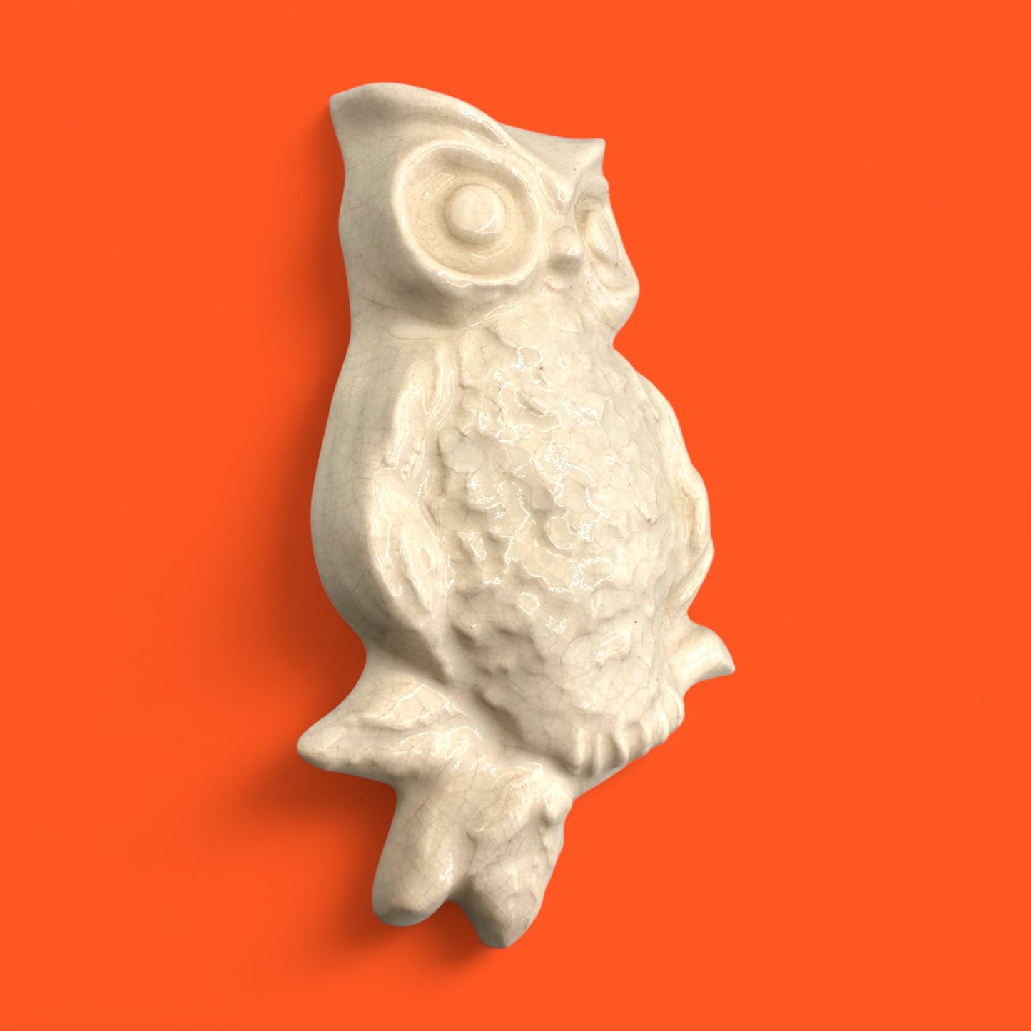 Ceramic wall owls vintage with rich glaze texture