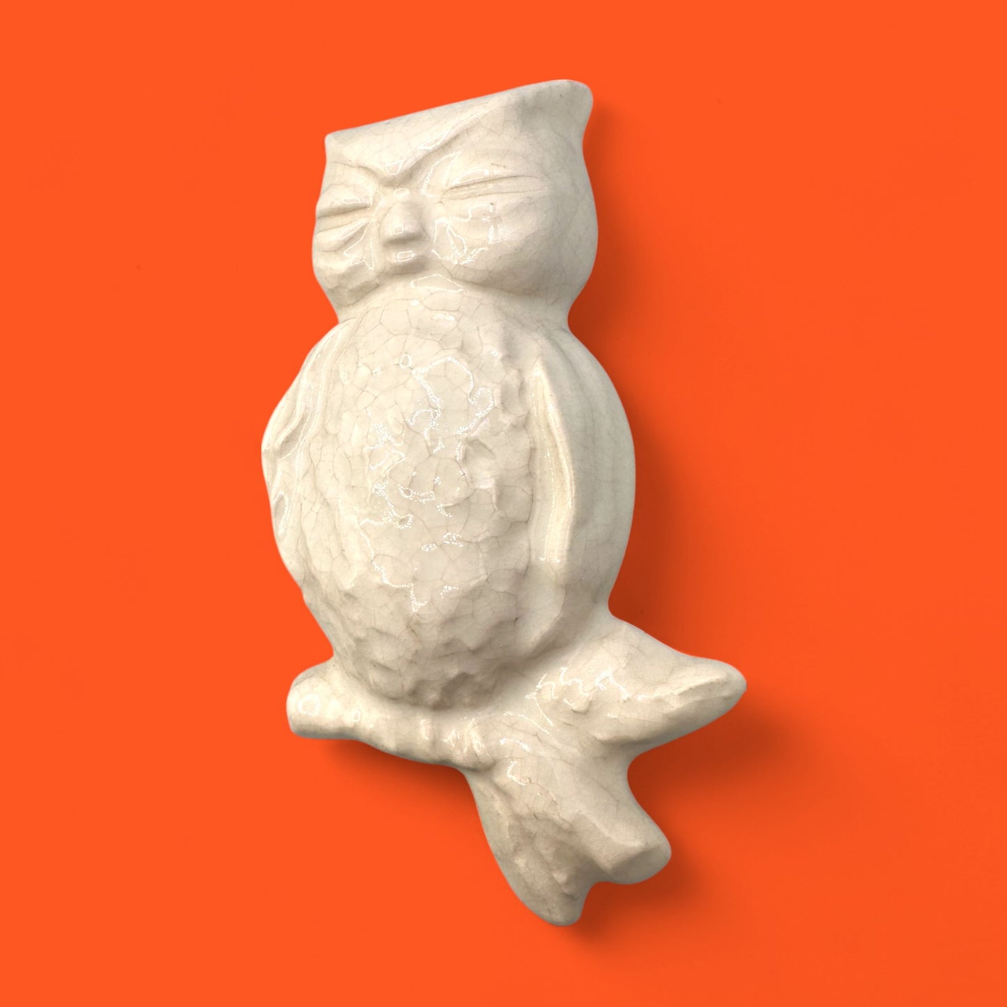 Ceramic wall owls vintage with rich glaze texture