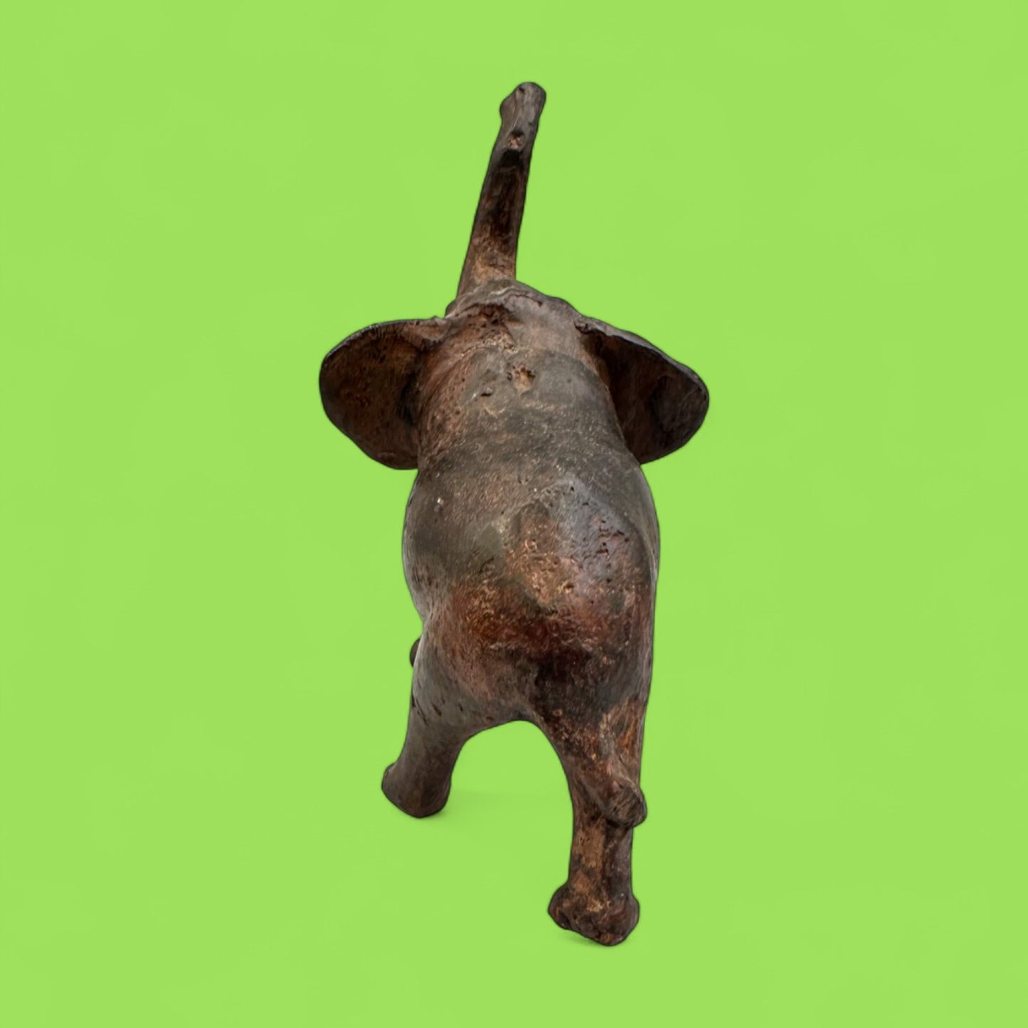 Vintage Cast Iron Elephant Statue with Raised Trunk