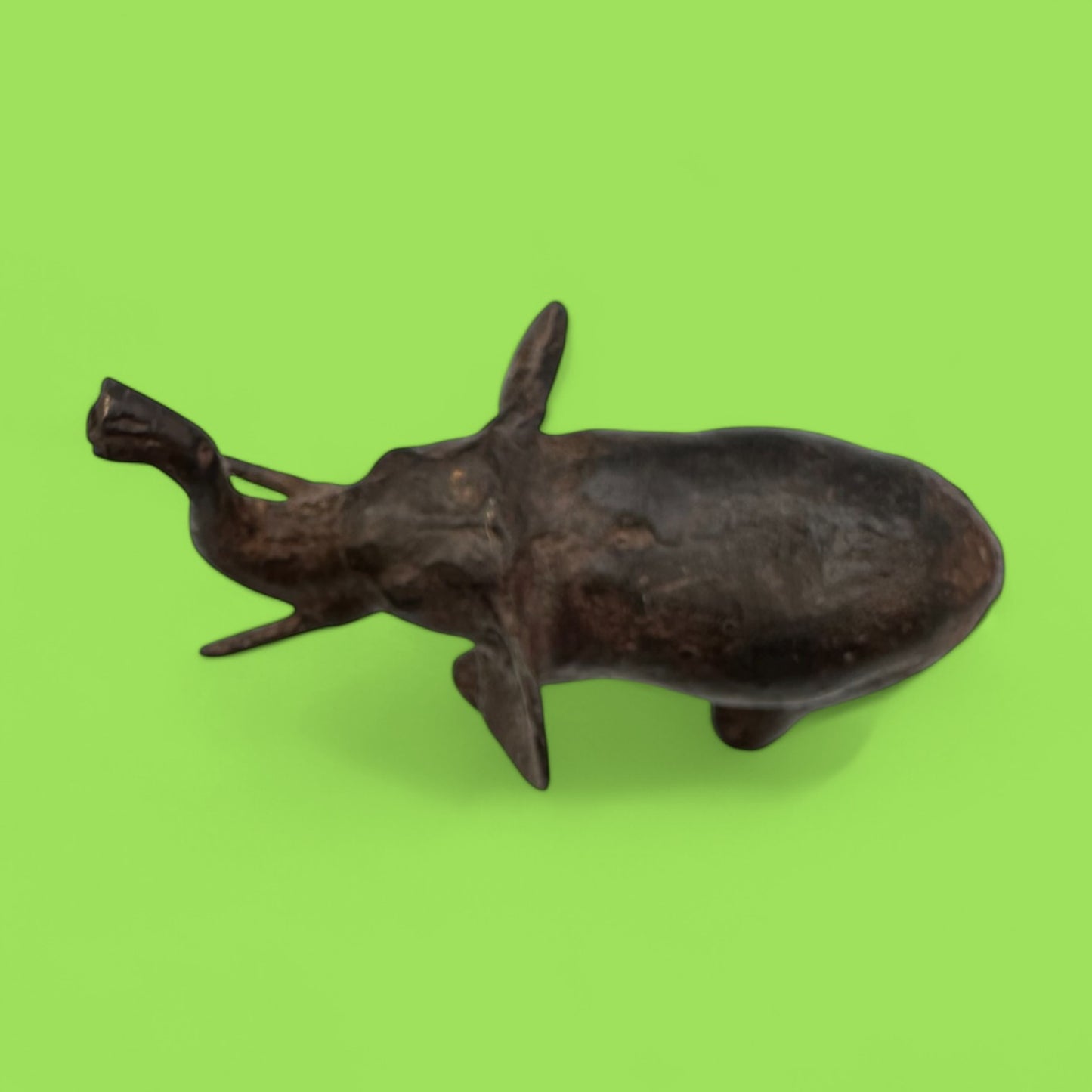 Vintage Cast Iron Elephant Statue with Raised Trunk