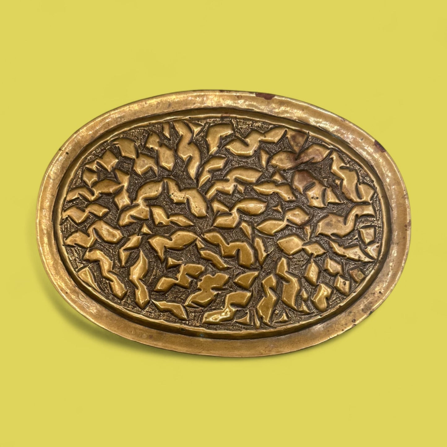 Hand Embossed Oval Copper Box with Lid - Vintage Ornate