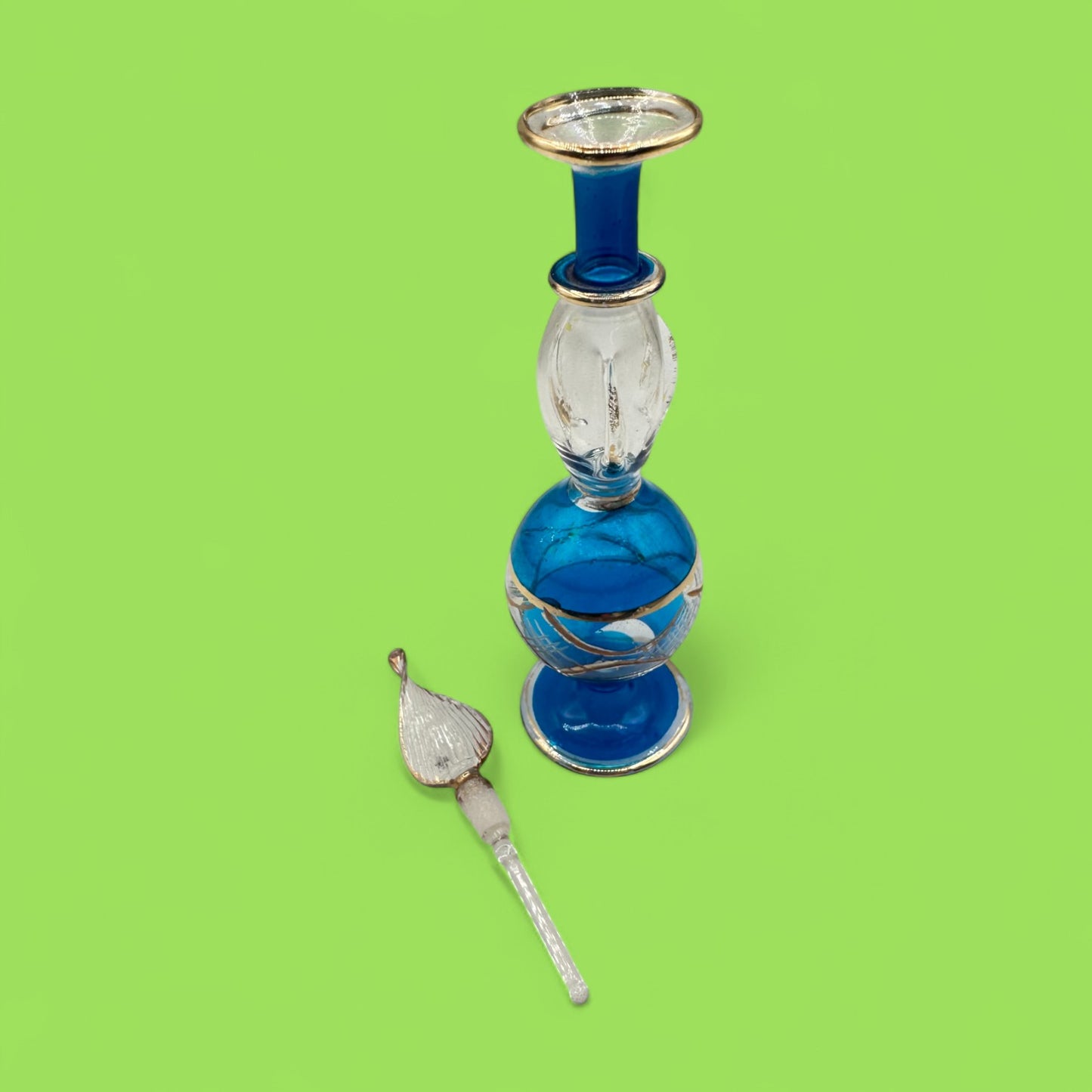 Elegant Glass Egyptian Perfume Bottles with Gold Accents