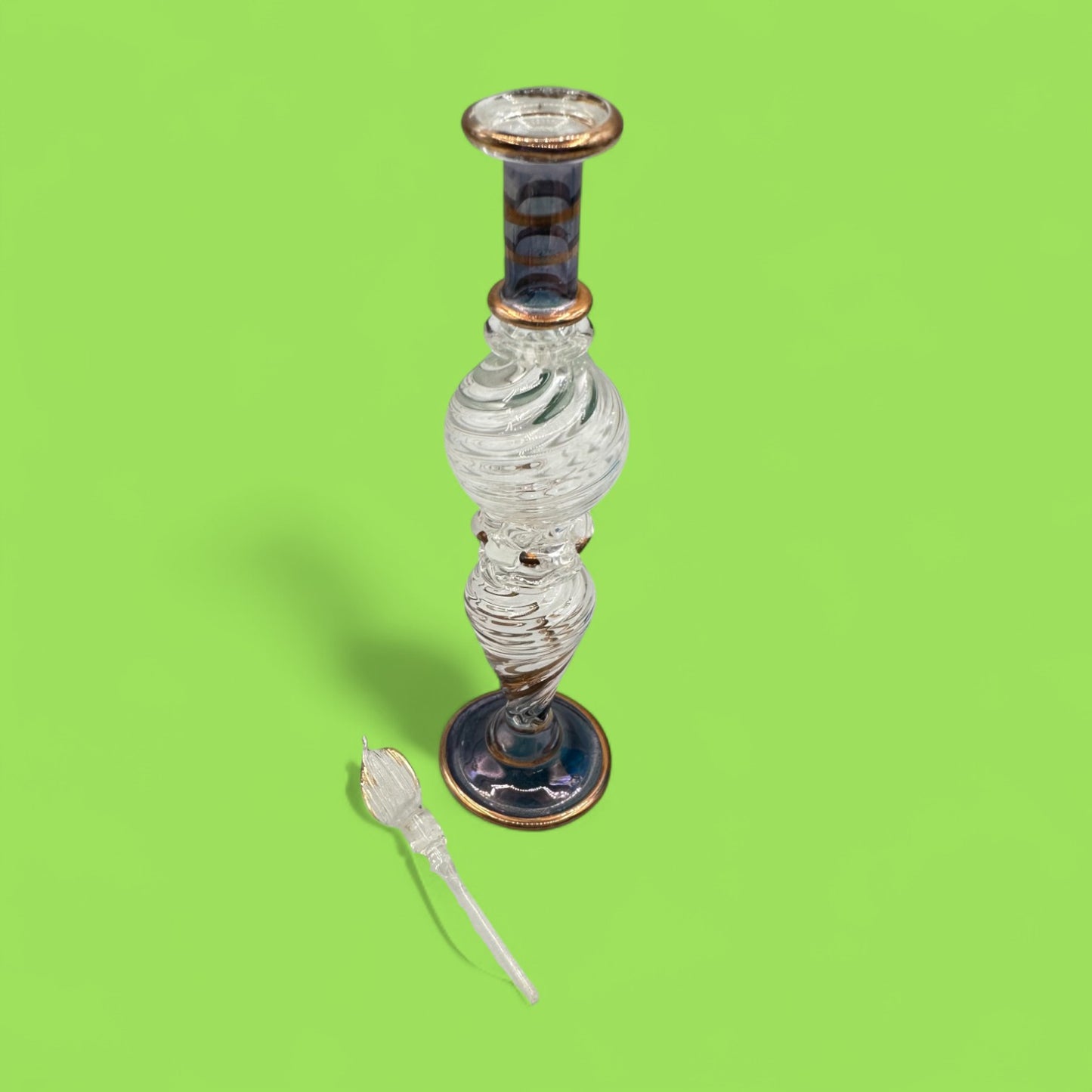 Elegant Glass Egyptian Perfume Bottles with Gold Accents