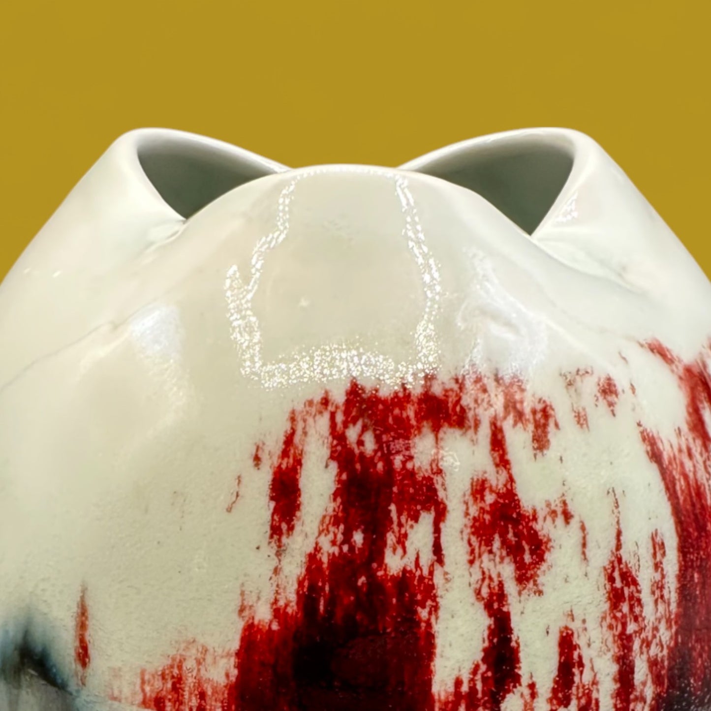Japanese Drip Glaze Ceramic Vase with Triangular Mouth