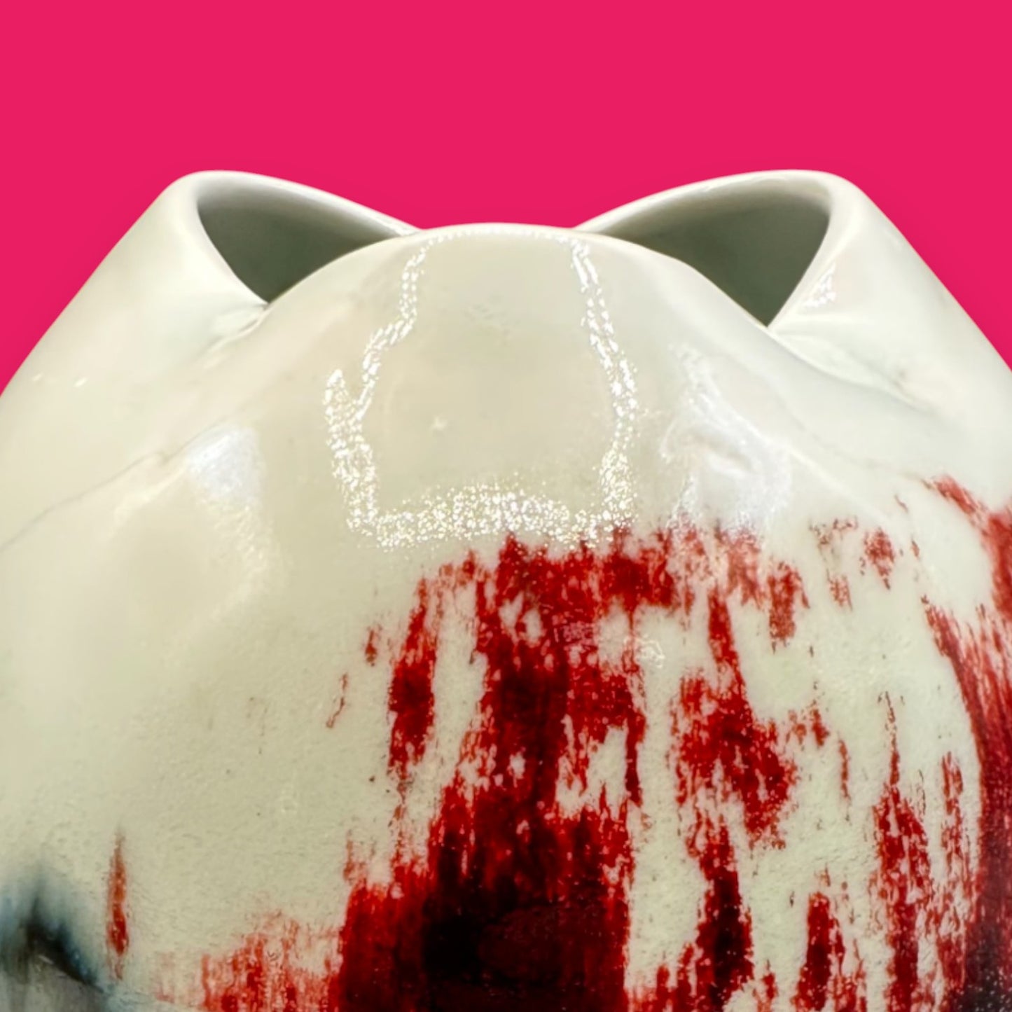 Japanese Drip Glaze Ceramic Vase with Triangular Mouth