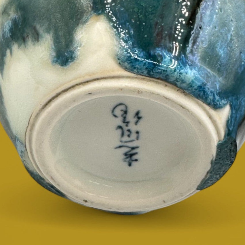 Japanese Drip Glaze Ceramic Vase with Triangular Mouth