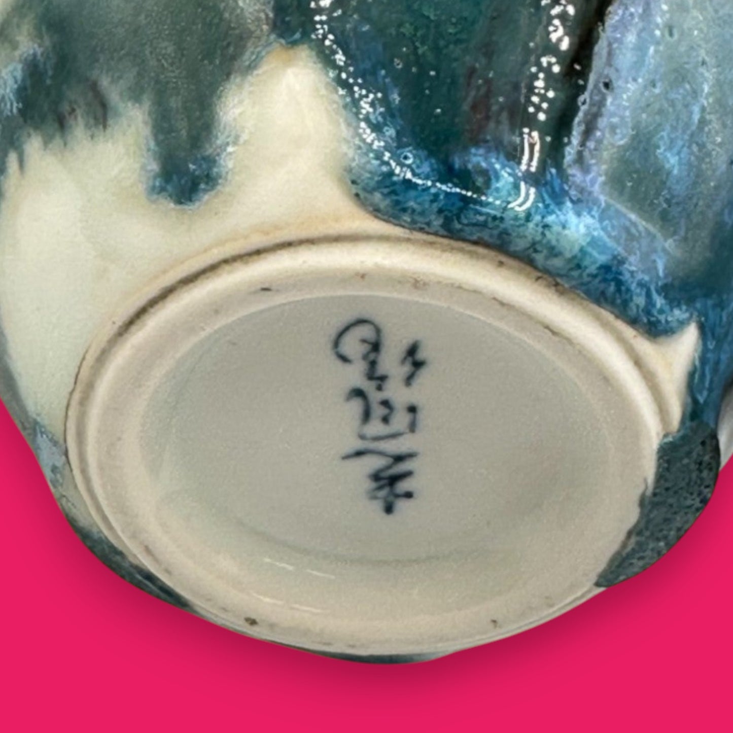 Japanese Drip Glaze Ceramic Vase with Triangular Mouth