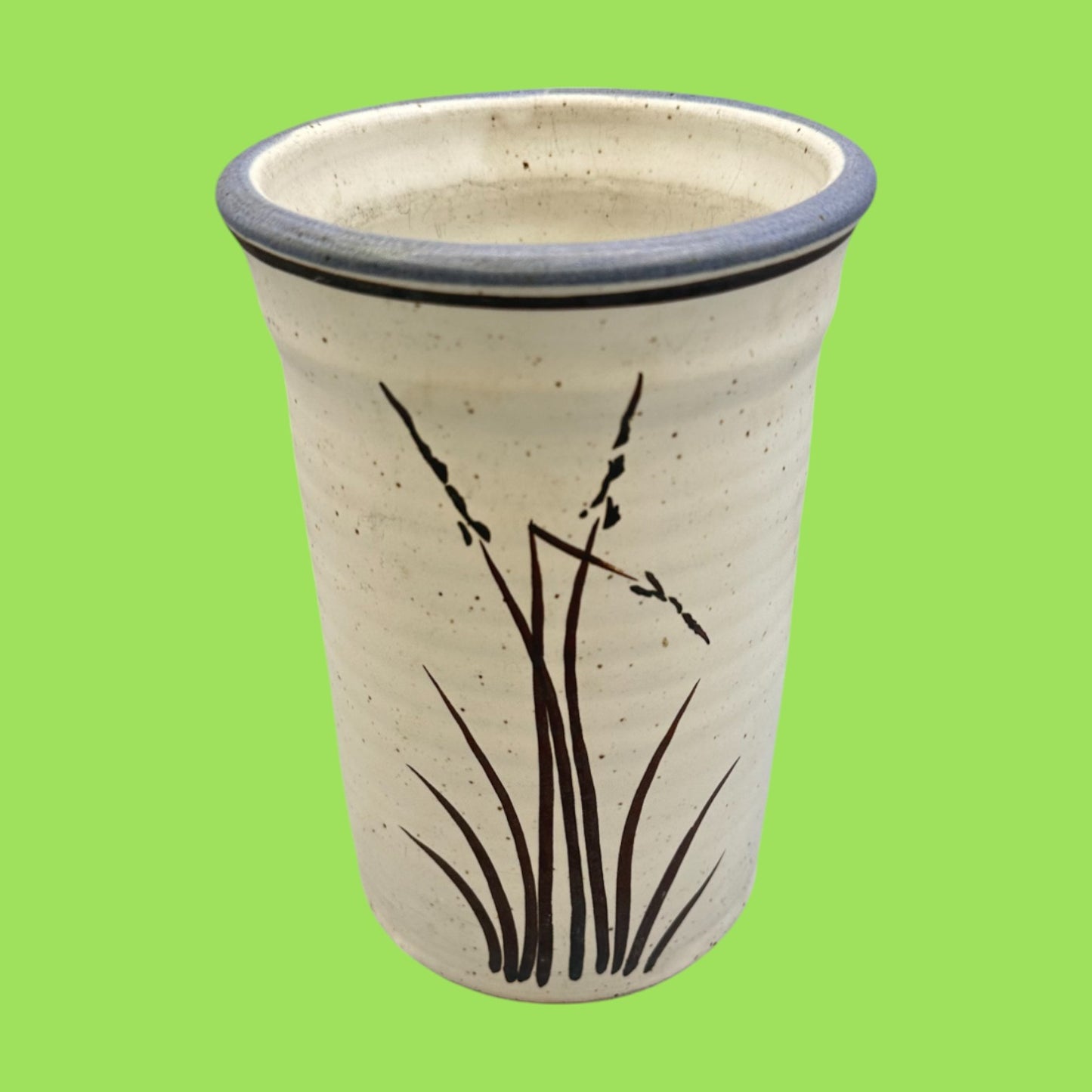 Vintage Japanese Style Handmade Stoneware Vase - Japan - Rice