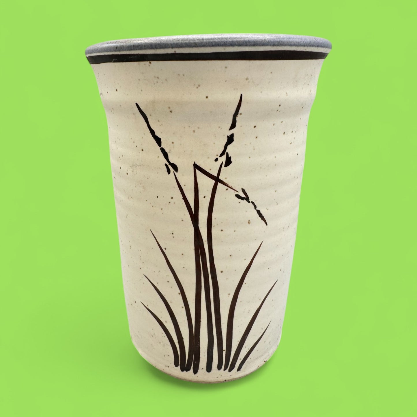Vintage Japanese Style Handmade Stoneware Vase - Japan - Rice