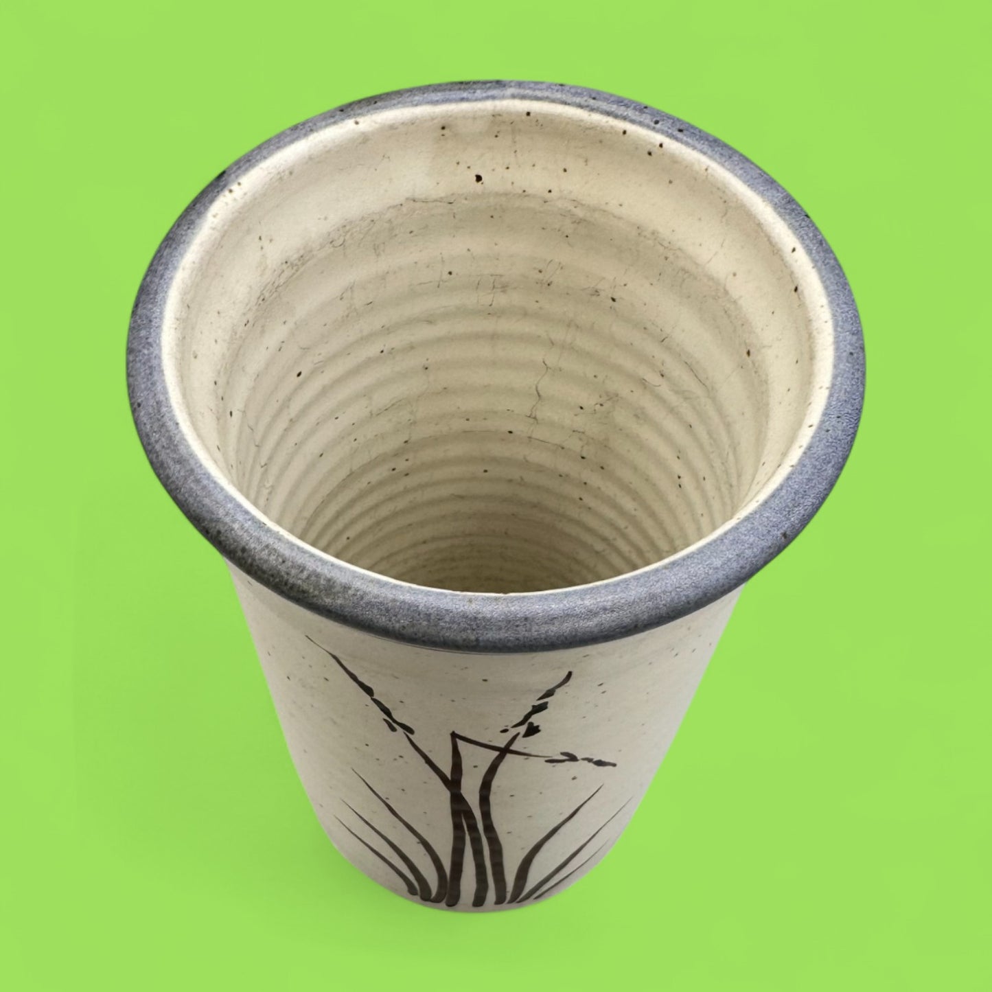 Vintage Japanese Style Handmade Stoneware Vase - Japan - Rice