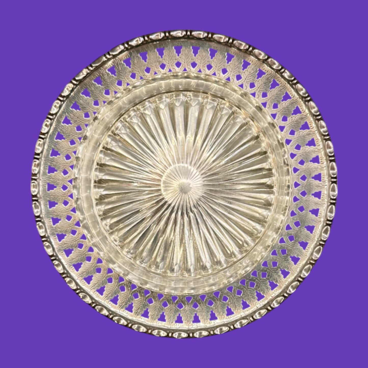 Sterling Silver Candy Dish with Glass Trivet