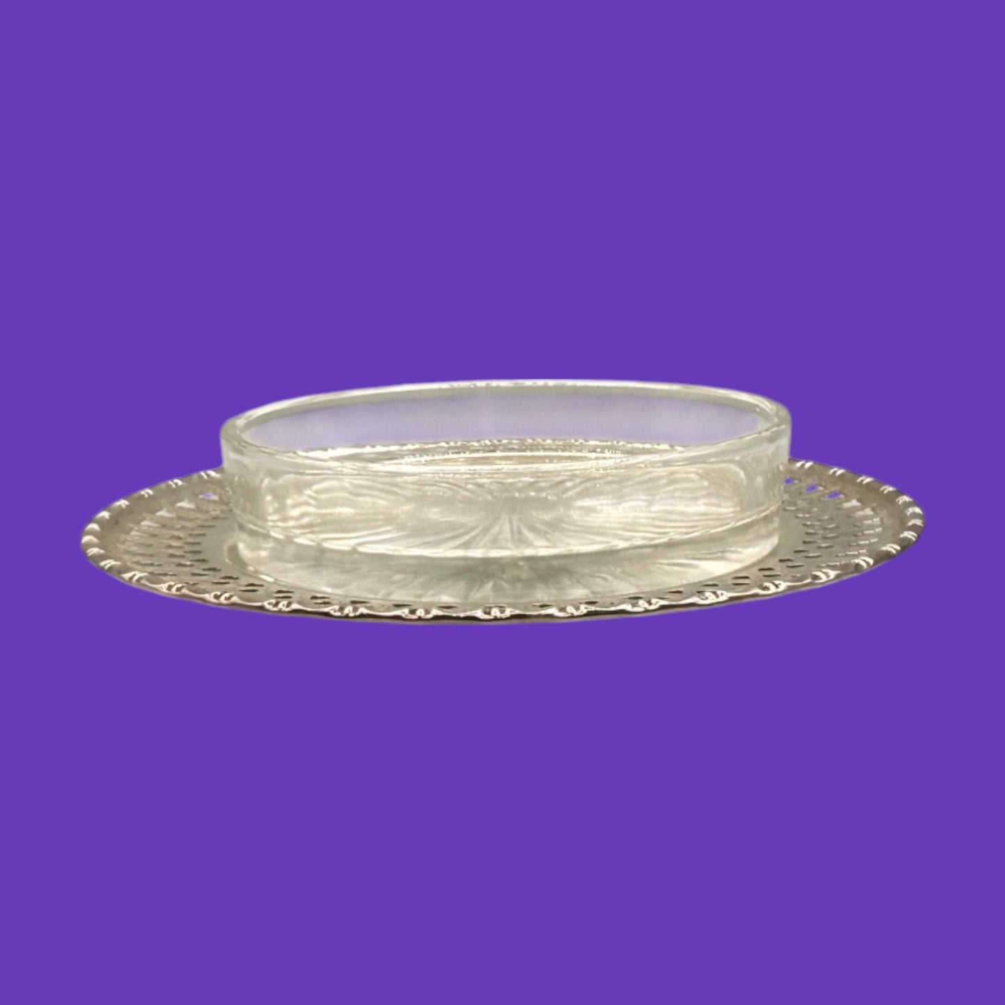 Sterling Silver Candy Dish with Glass Trivet