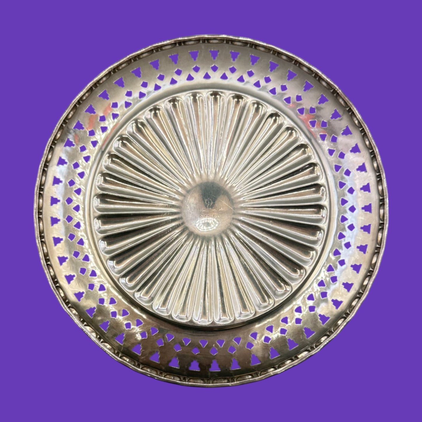 Sterling Silver Candy Dish with Glass Trivet