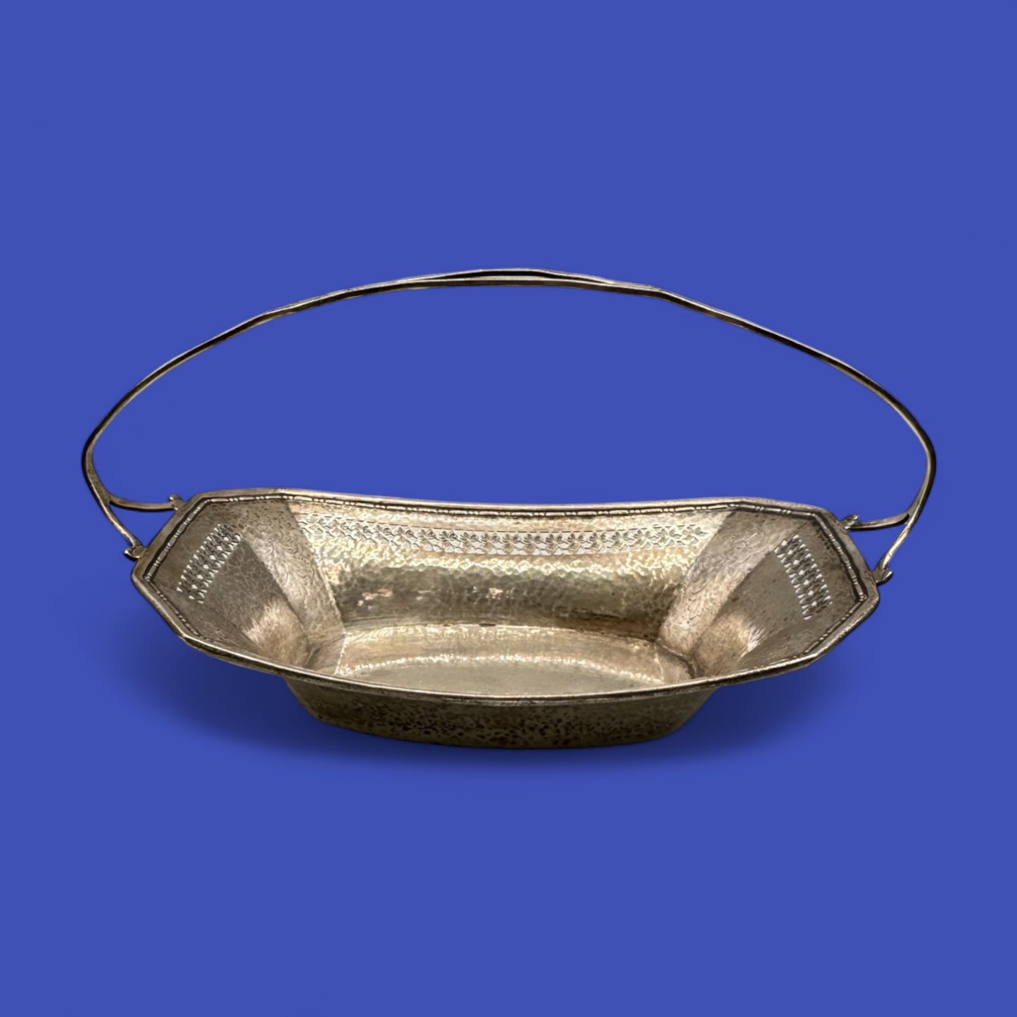 Antique Sterling Silver Candy Dish with Handle and Ornate Detailing