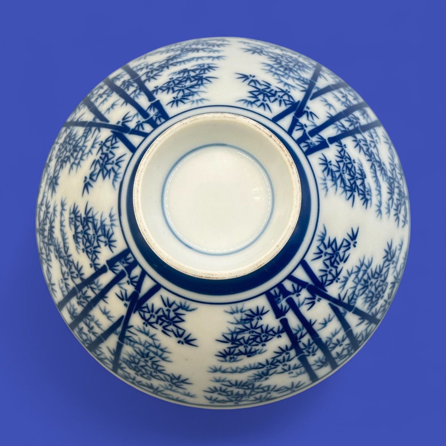 Chinese rice bowl – Blue Bamboo Motif Porcelain Dish