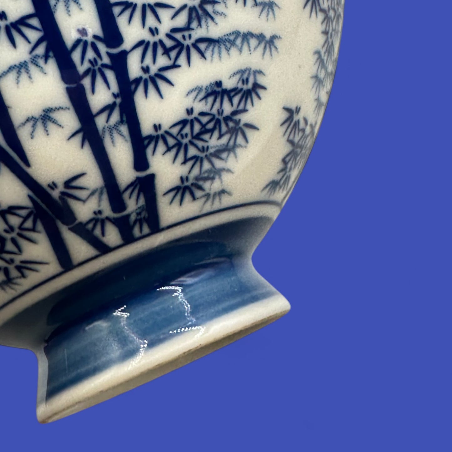 Chinese rice bowl – Blue Bamboo Motif Porcelain Dish