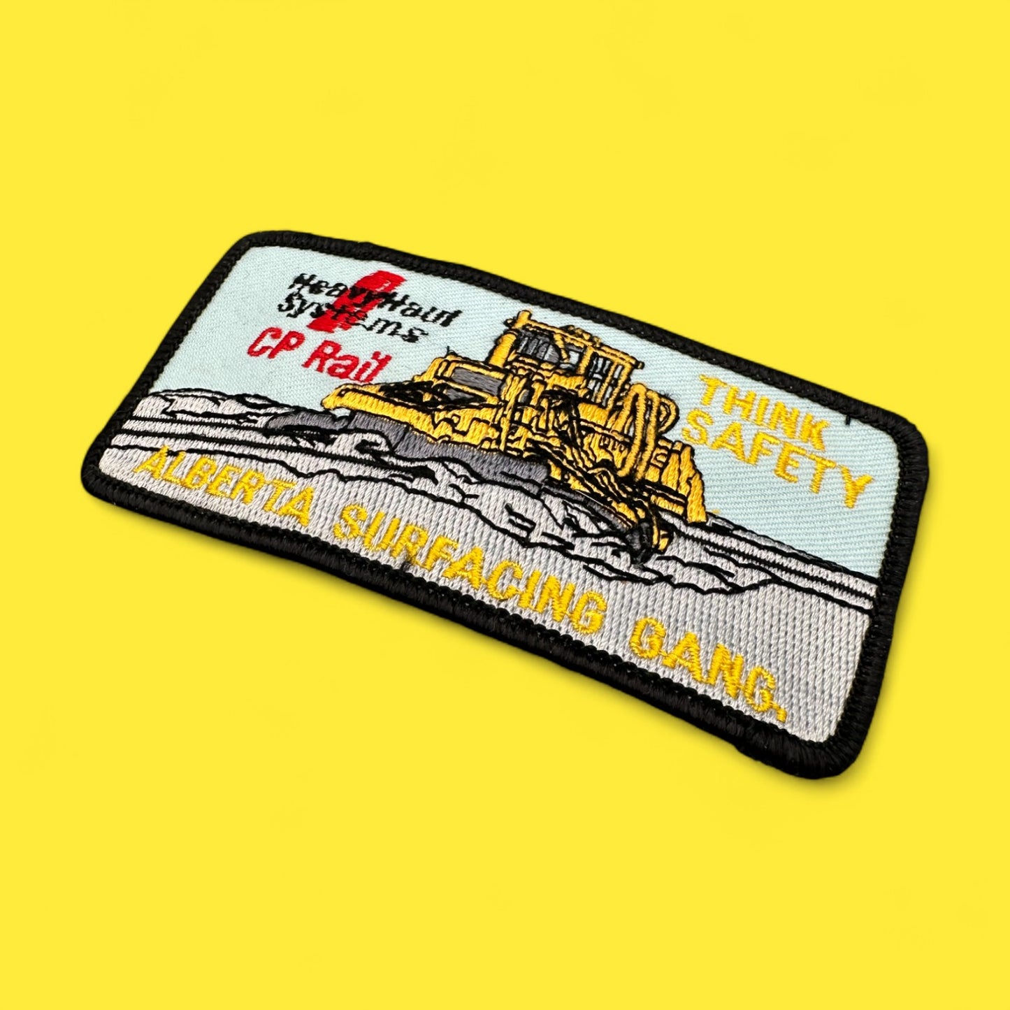 CP Rail Alberta Surfacing Gang – vintage embroidered patch, 1980s rail safety