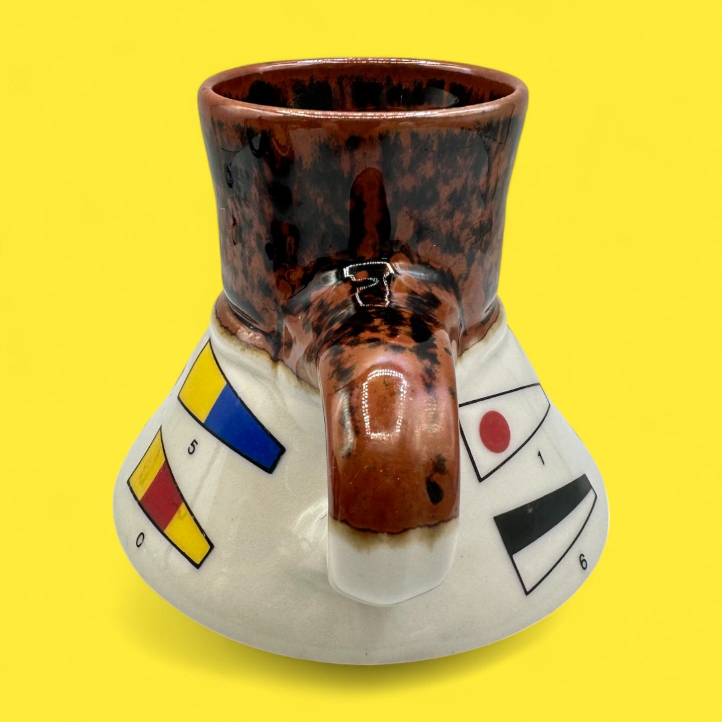 Vintage Nautical Signal Flag Mug – Weighted No-Spill Maritime Ceramic Collectible