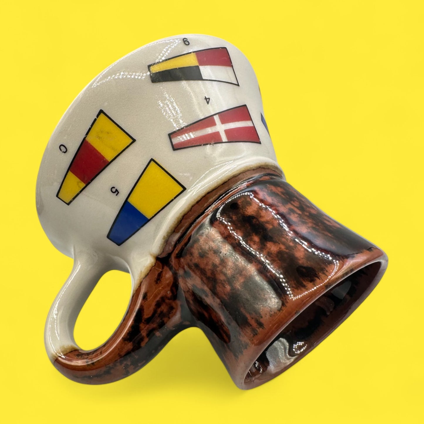 Vintage Nautical Signal Flag Mug – Weighted No-Spill Maritime Ceramic Collectible