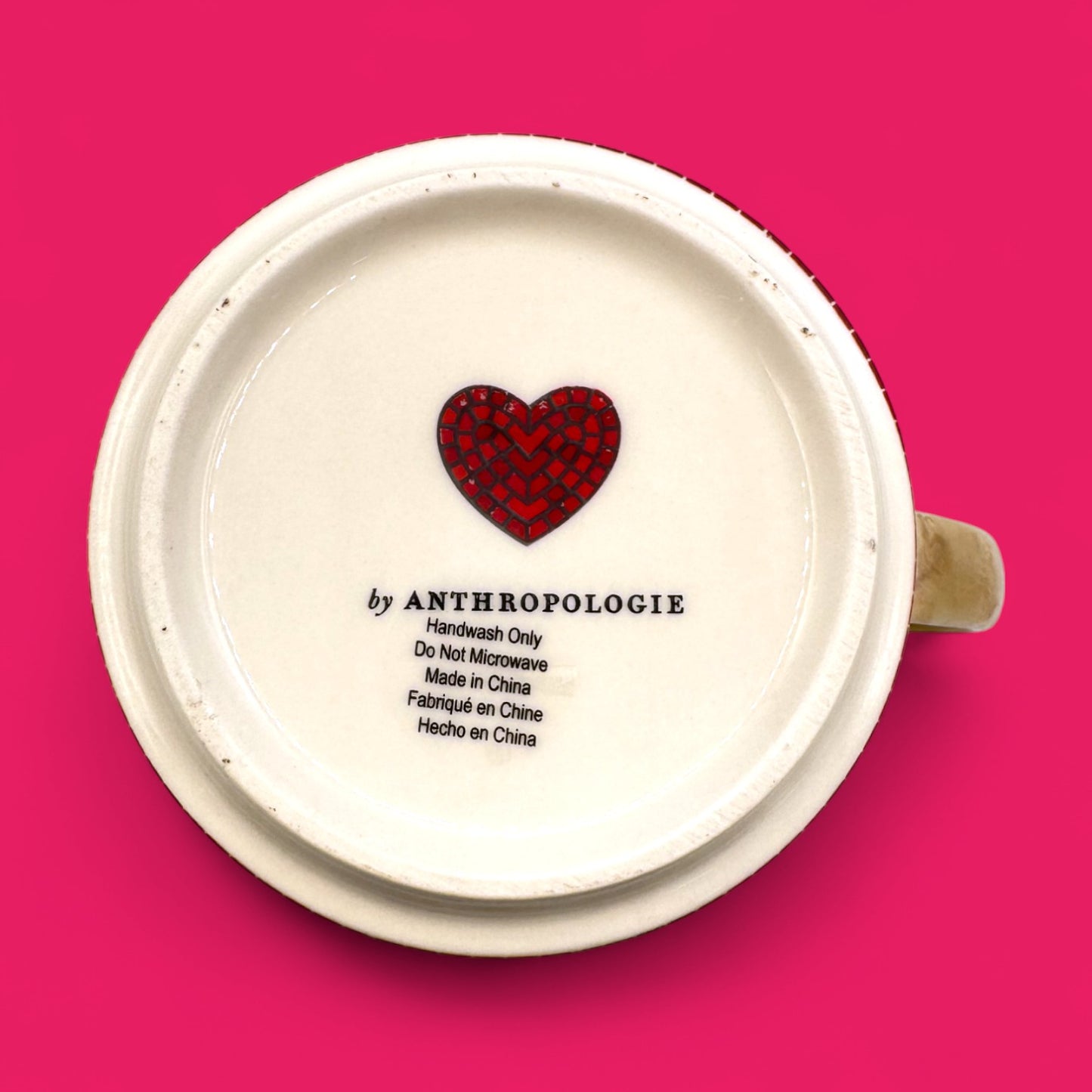 Anthropologie love mug – heart & Cupid design replacement mug
