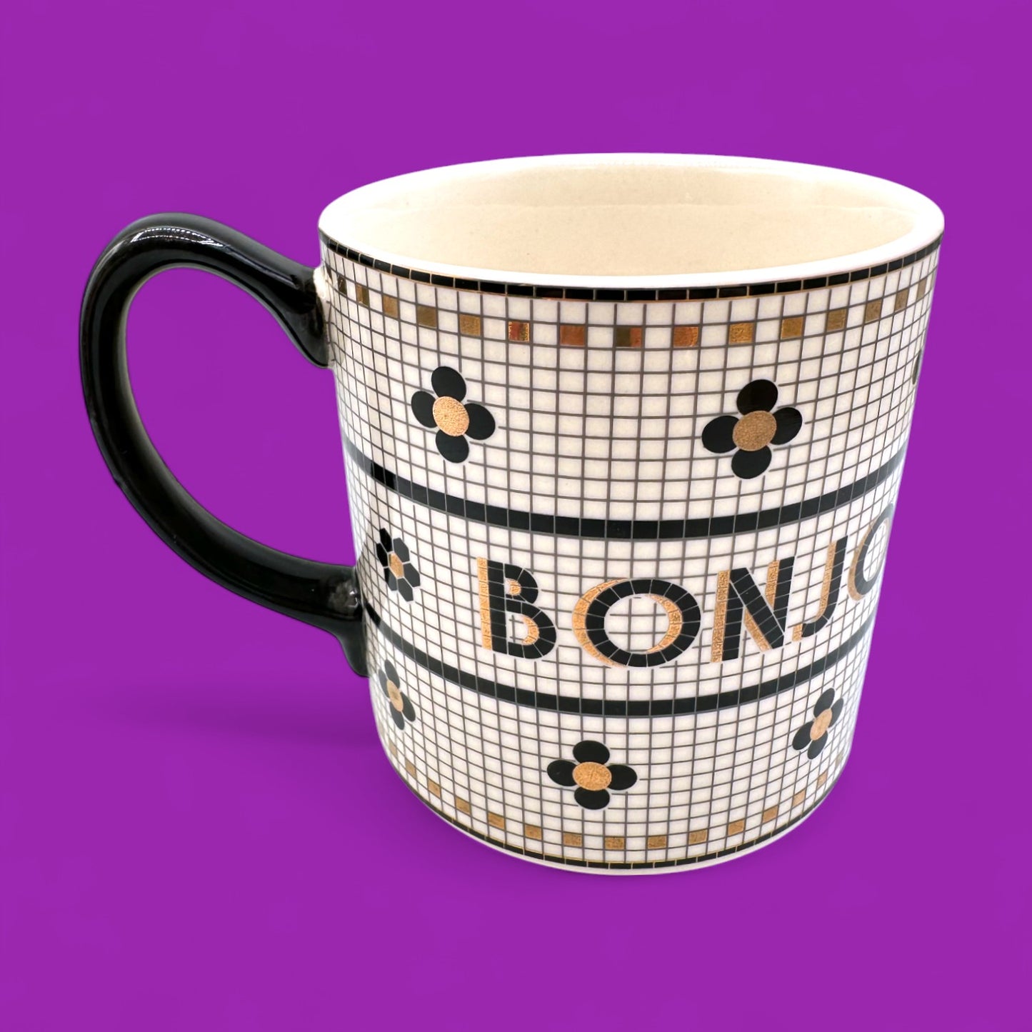 Anthropologie Bonjour mug – mosaic tile print replacement mug