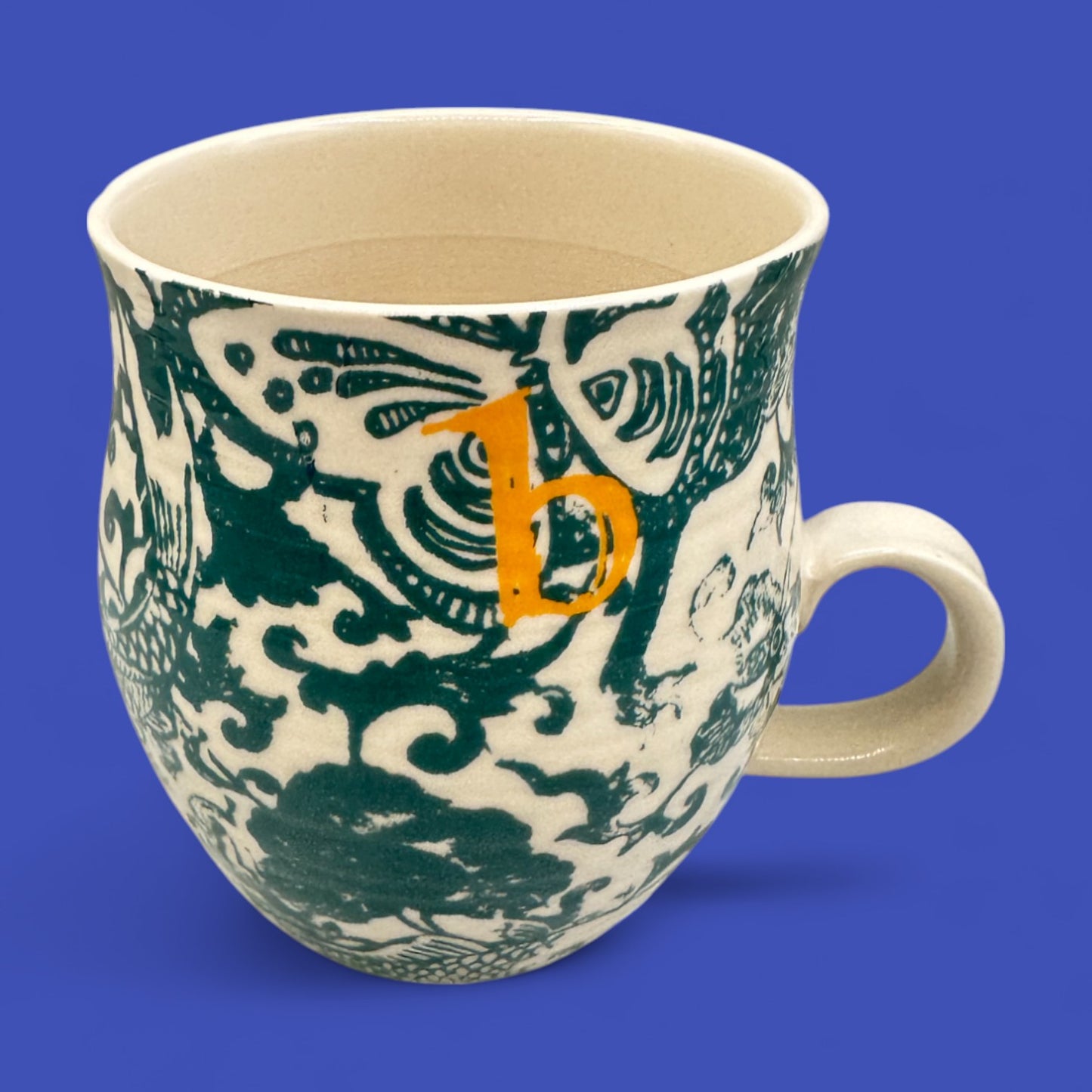 Anthropologie Monogram “B” Floral Mug – Curved Ceramic Initial Replacement Mug