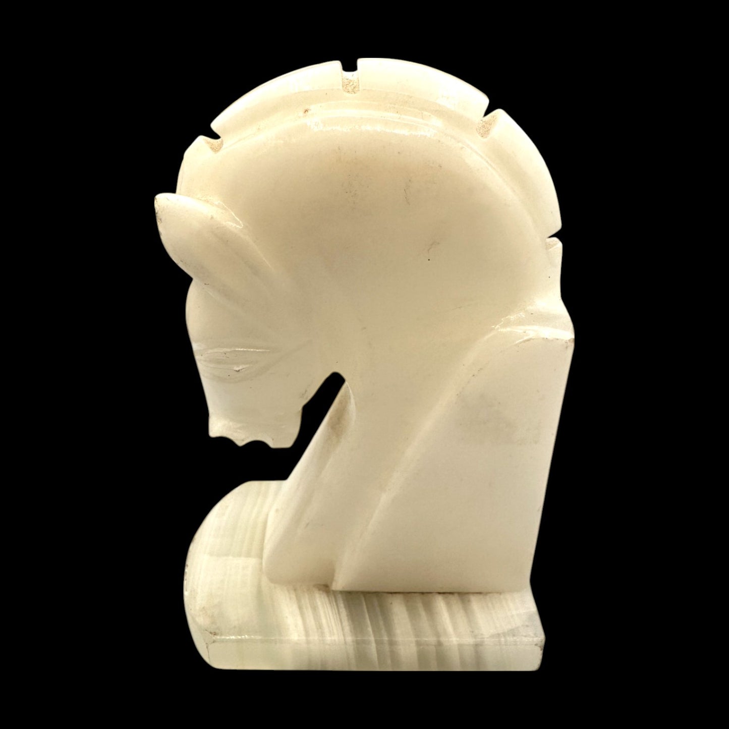 Vintage Alabaster Horse Head Book Ends – Carved Stone, MCM Décor