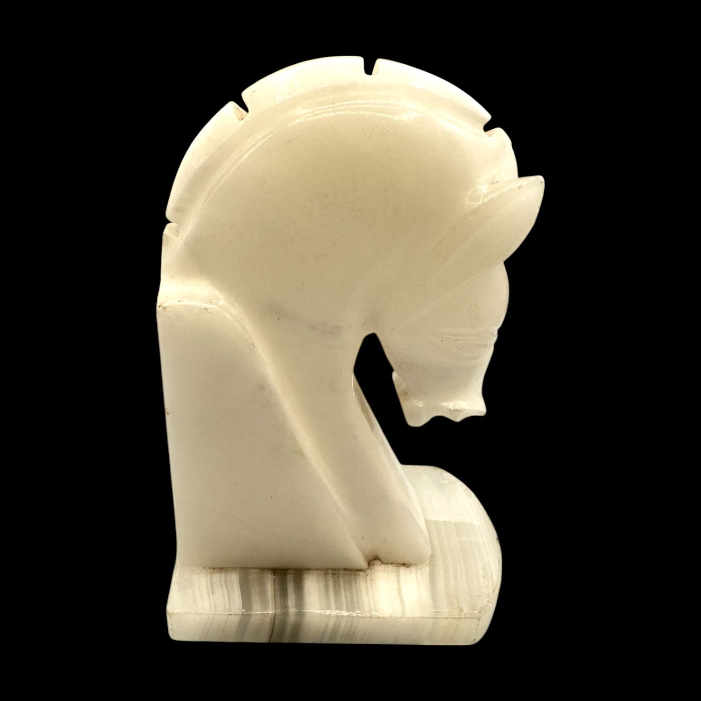 Vintage Alabaster Horse Head Book Ends – Carved Stone, MCM Décor