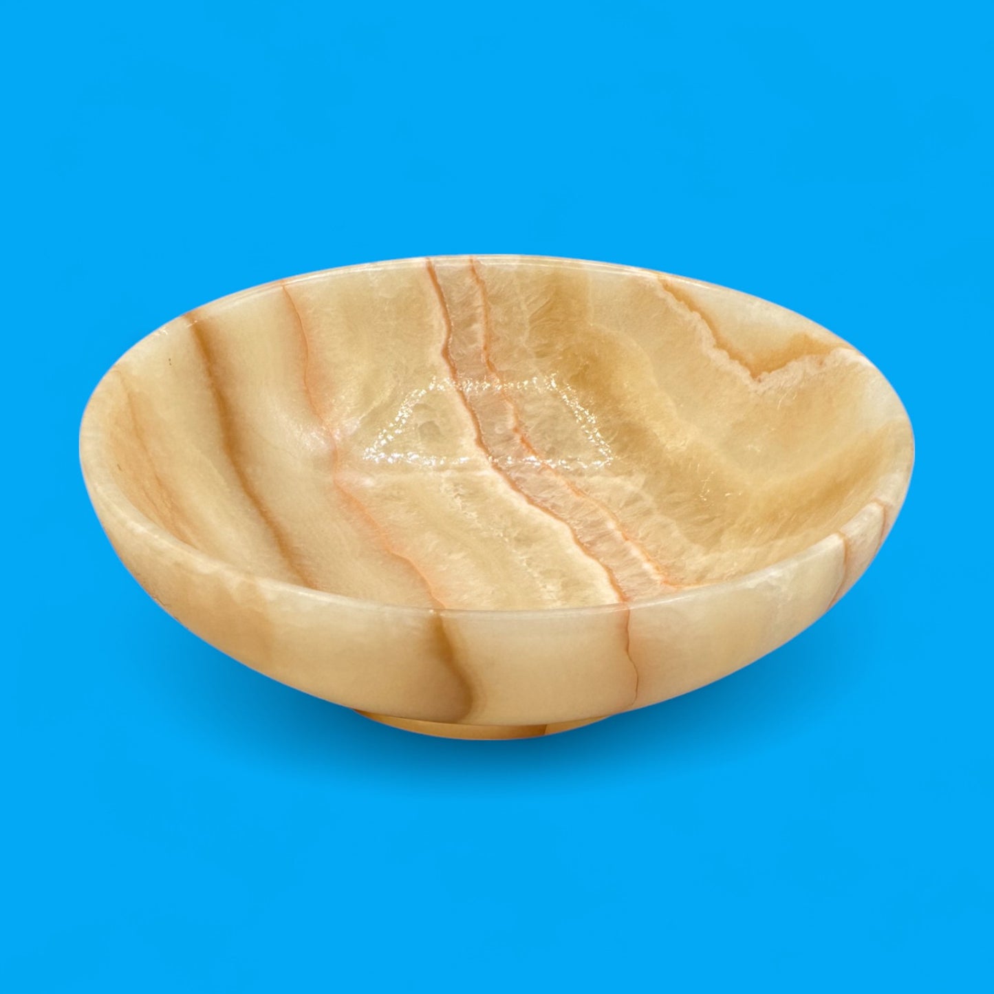 Vintage Travertine / Onyx Stone Bowl Hand-Carved 6" Décor Piece