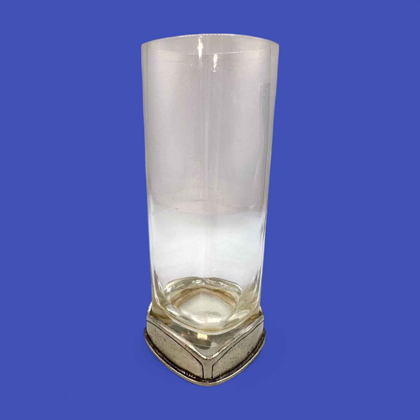Art Deco Brescia Peltro Crystal Flute / Glass with Pewter Base - Highball Glass