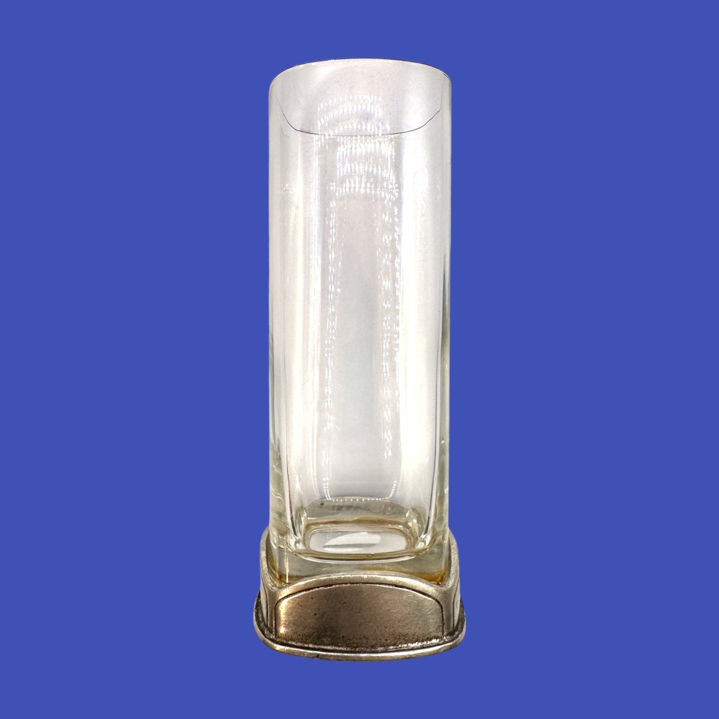 Art Deco Brescia Peltro Crystal Flute / Glass with Pewter Base - Highball Glass