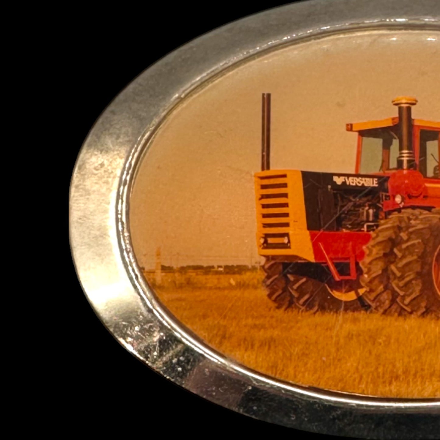 Vintage Chrome Tractor Belt Buckle for Farming Enthusiasts