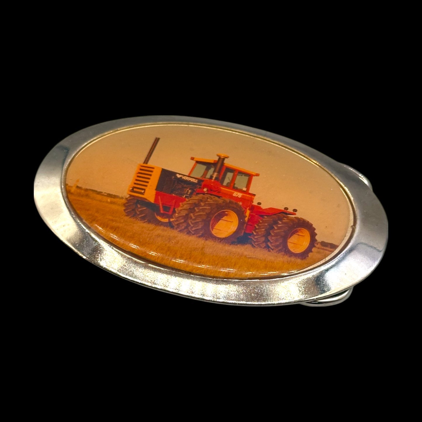 Vintage Chrome Tractor Belt Buckle for Farming Enthusiasts