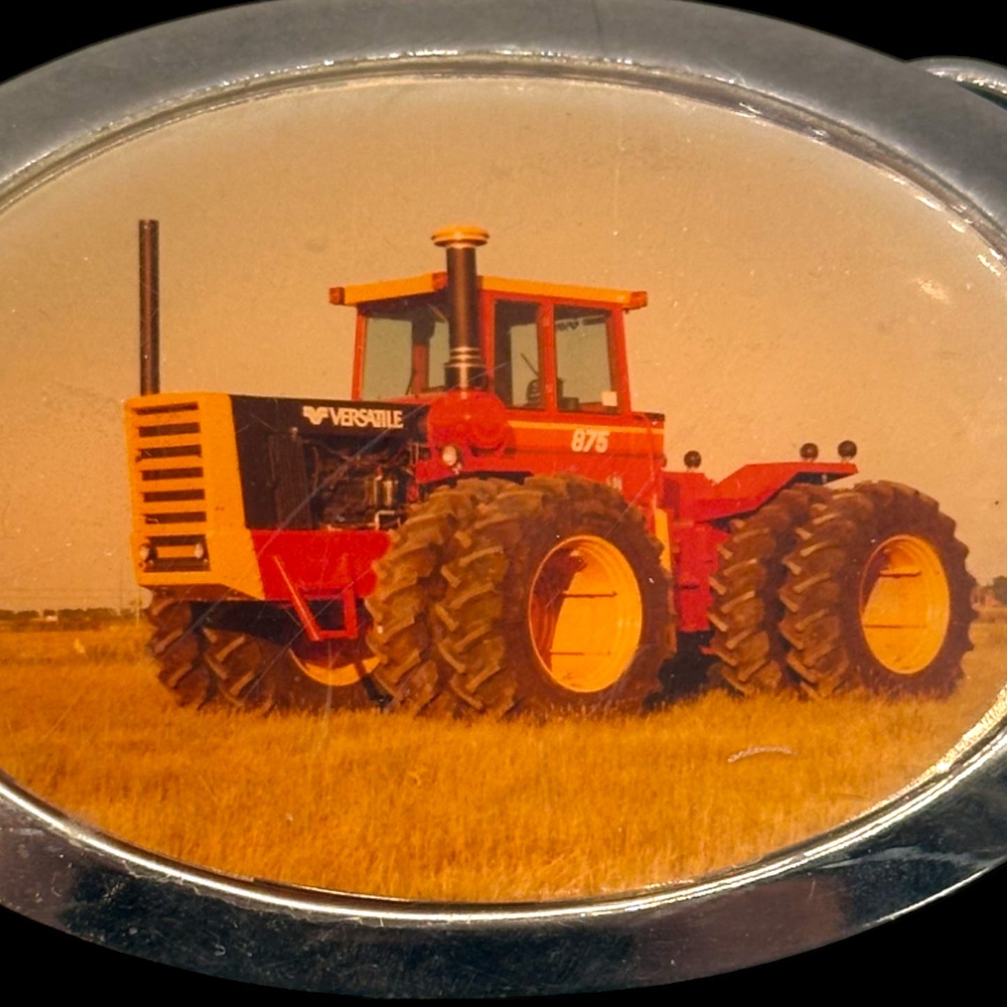 Vintage Chrome Tractor Belt Buckle for Farming Enthusiasts