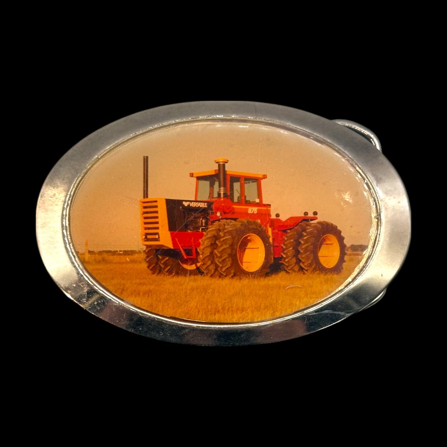 Vintage Chrome Tractor Belt Buckle for Farming Enthusiasts