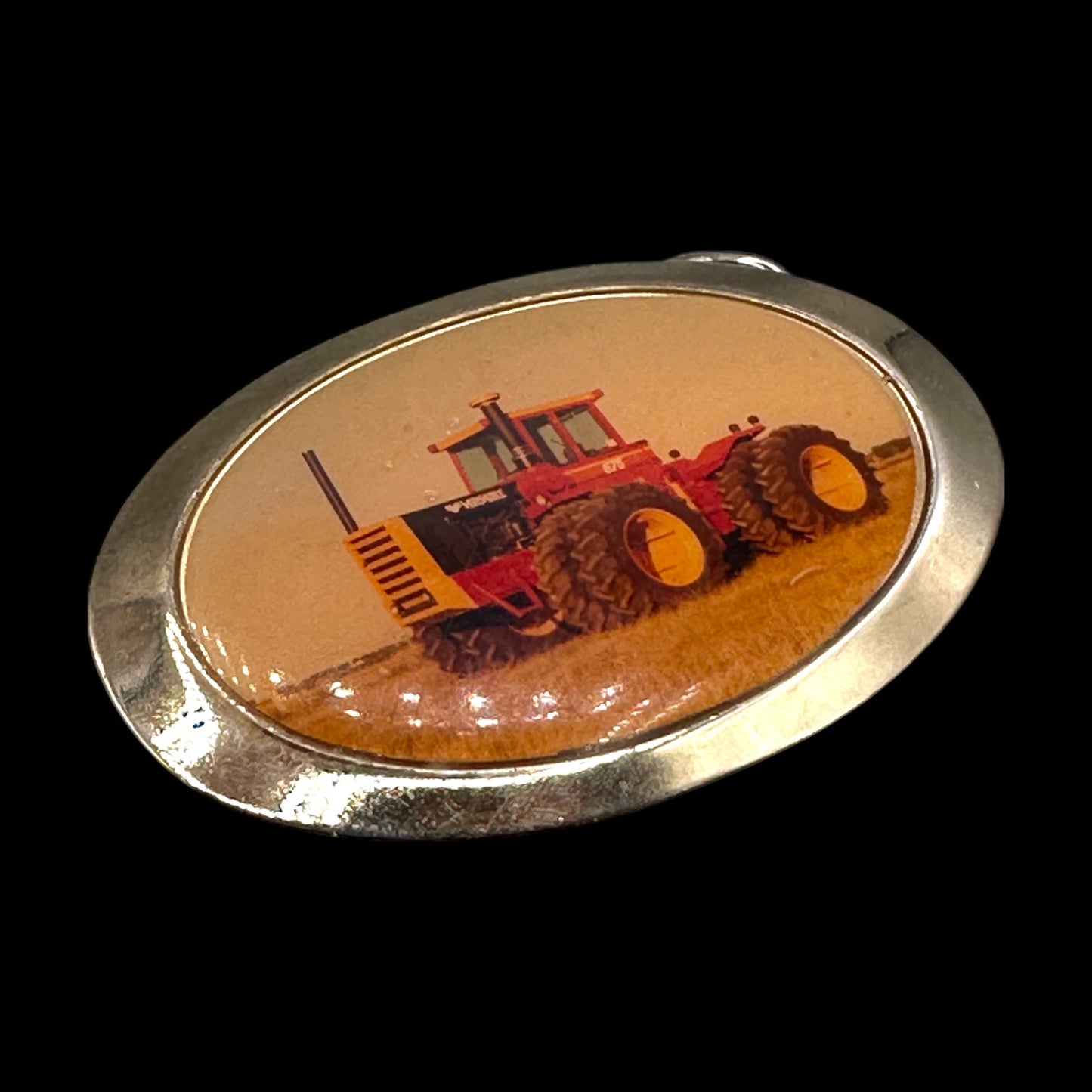 Vintage Chrome Tractor Belt Buckle for Farming Enthusiasts