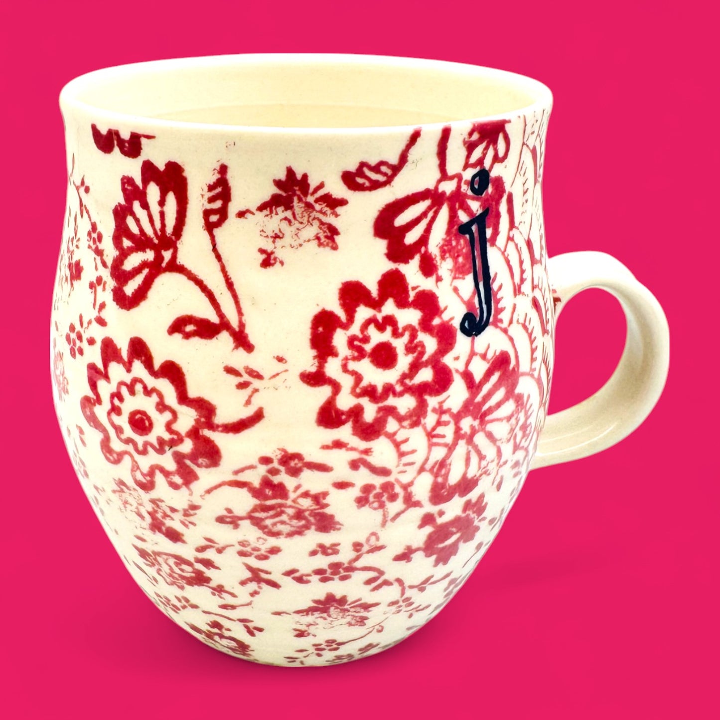 Anthropologie Initial J Monogram J mug – floral print ceramic replacement mug