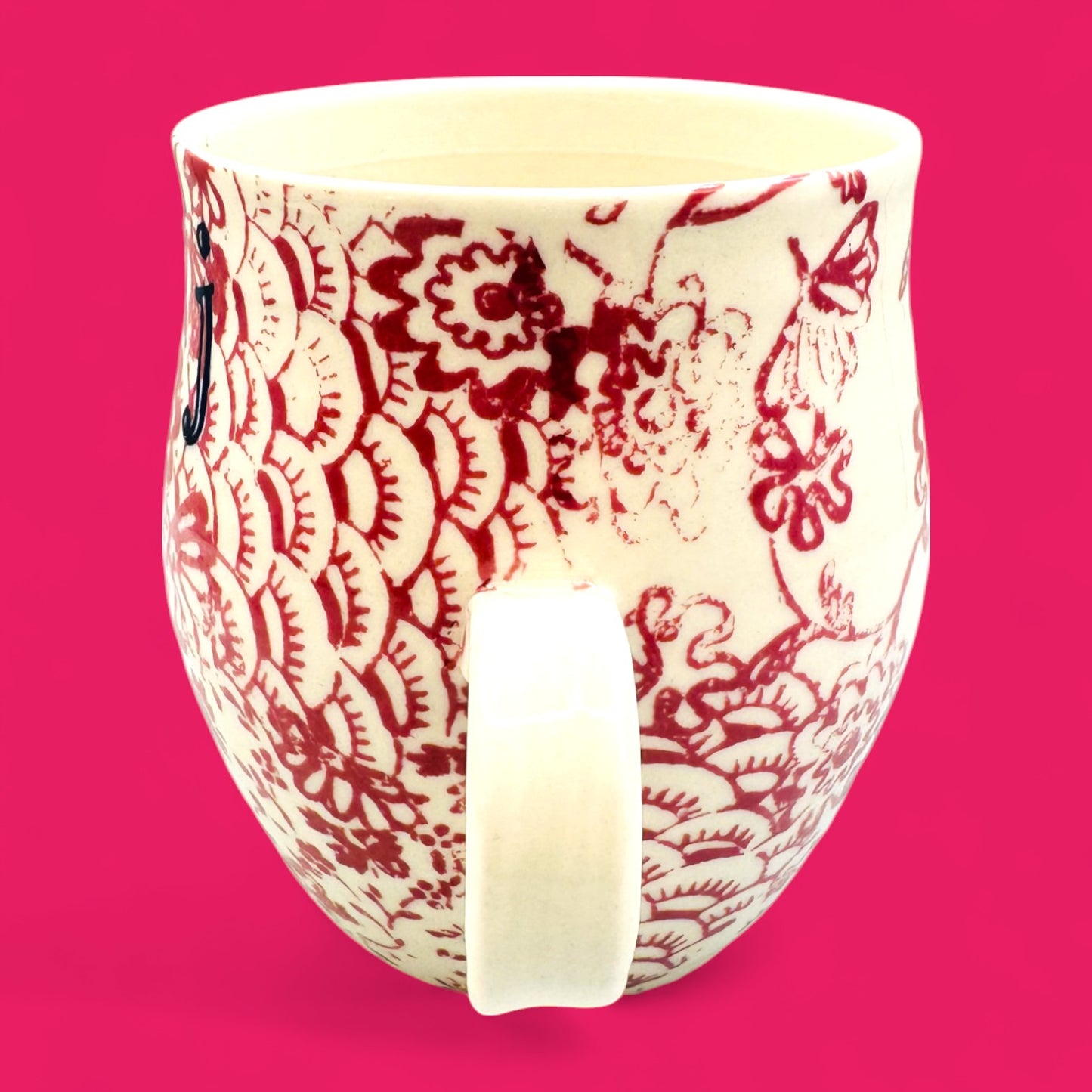 Anthropologie Initial J Monogram J mug – floral print ceramic replacement mug